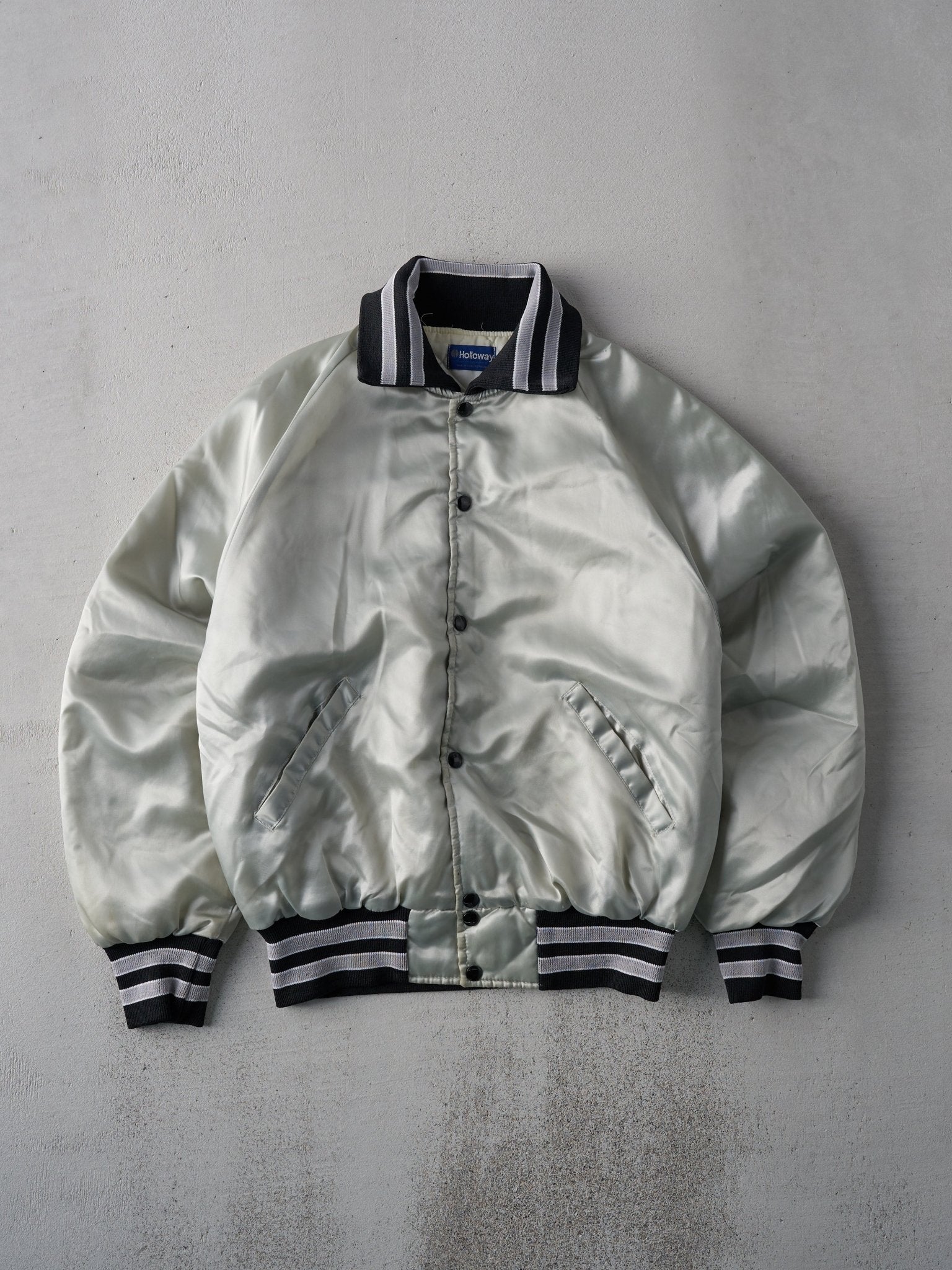 Vintage 90s Silver Lernerville Speedway Satin Bomber (M)