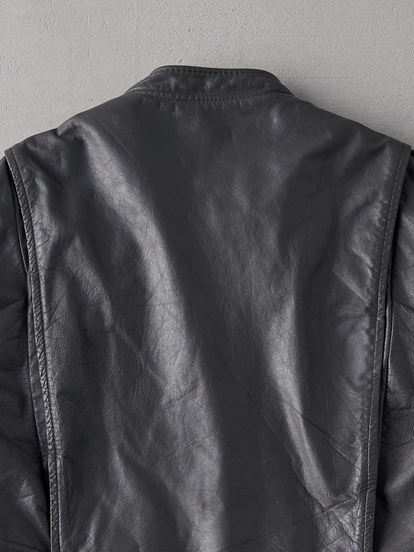 Vintage 90s Grey Brookes Leather Sportswear Biker Jacket (L/XL)