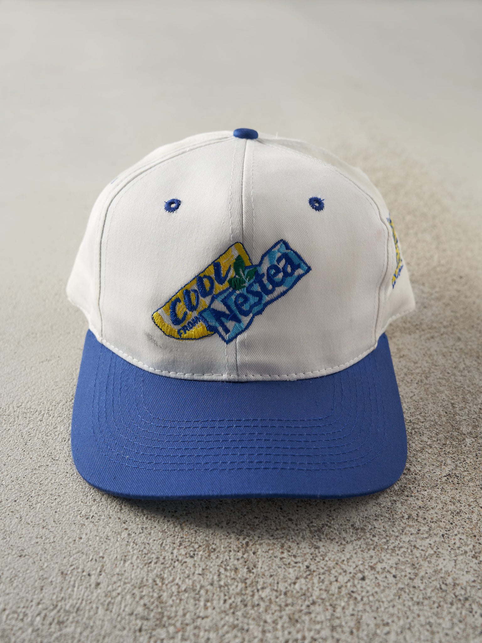 Vintage 90s White & Blue Embroidered Nestea Snap Back