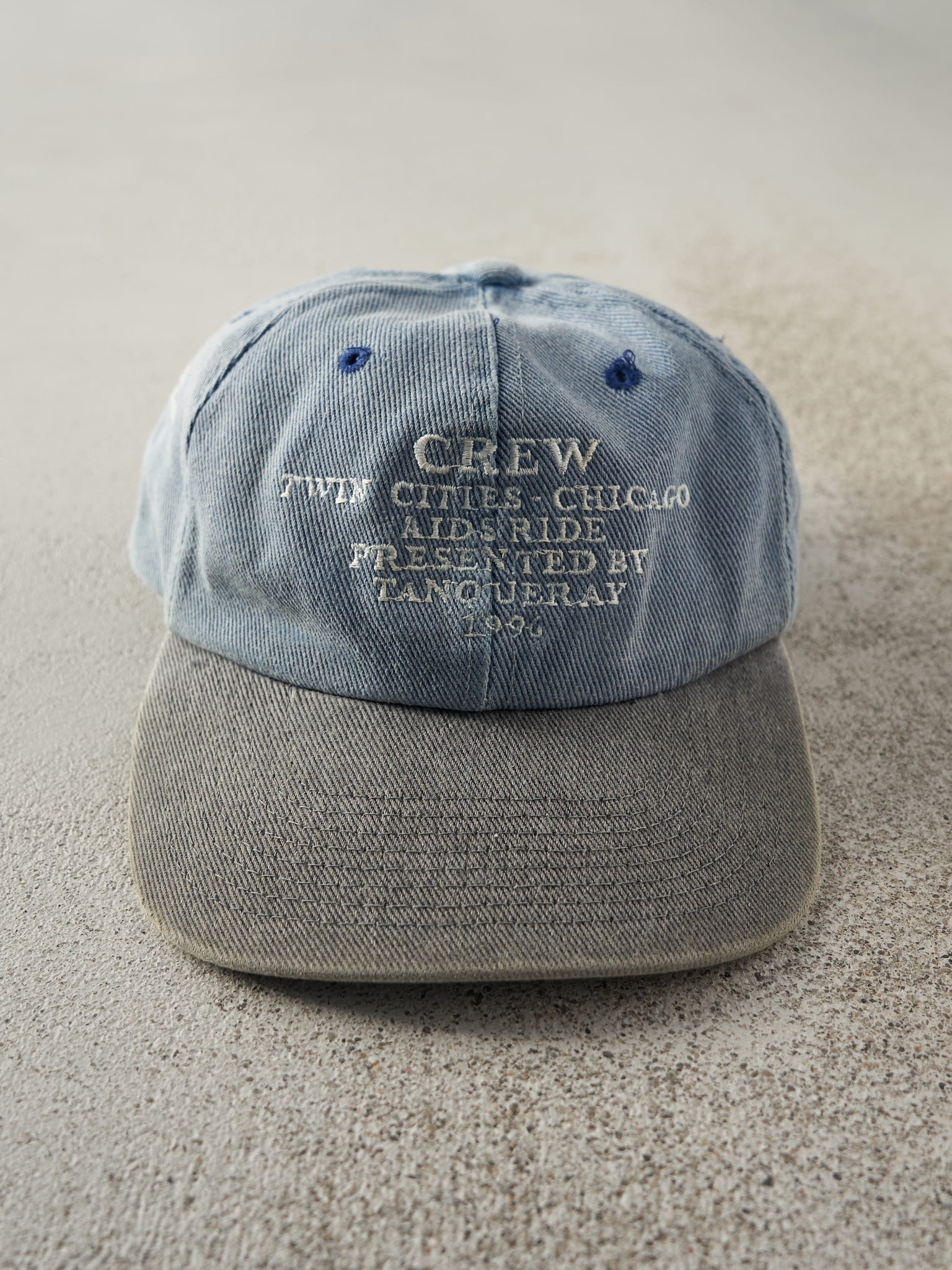 Vintage 96' Washed Blue & Grey Embroidered Crew Twin Cities Strap Back