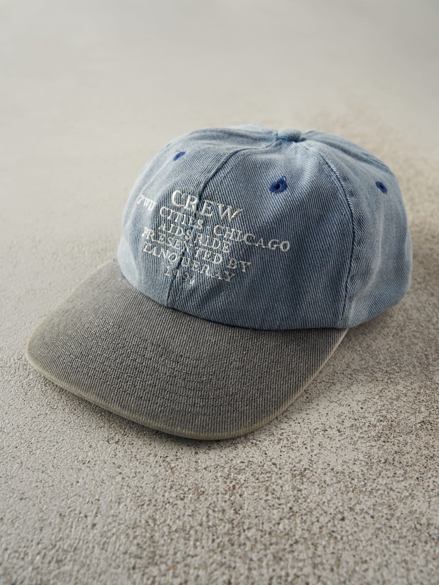 Vintage 96' Washed Blue & Grey Embroidered Crew Twin Cities Strap Back