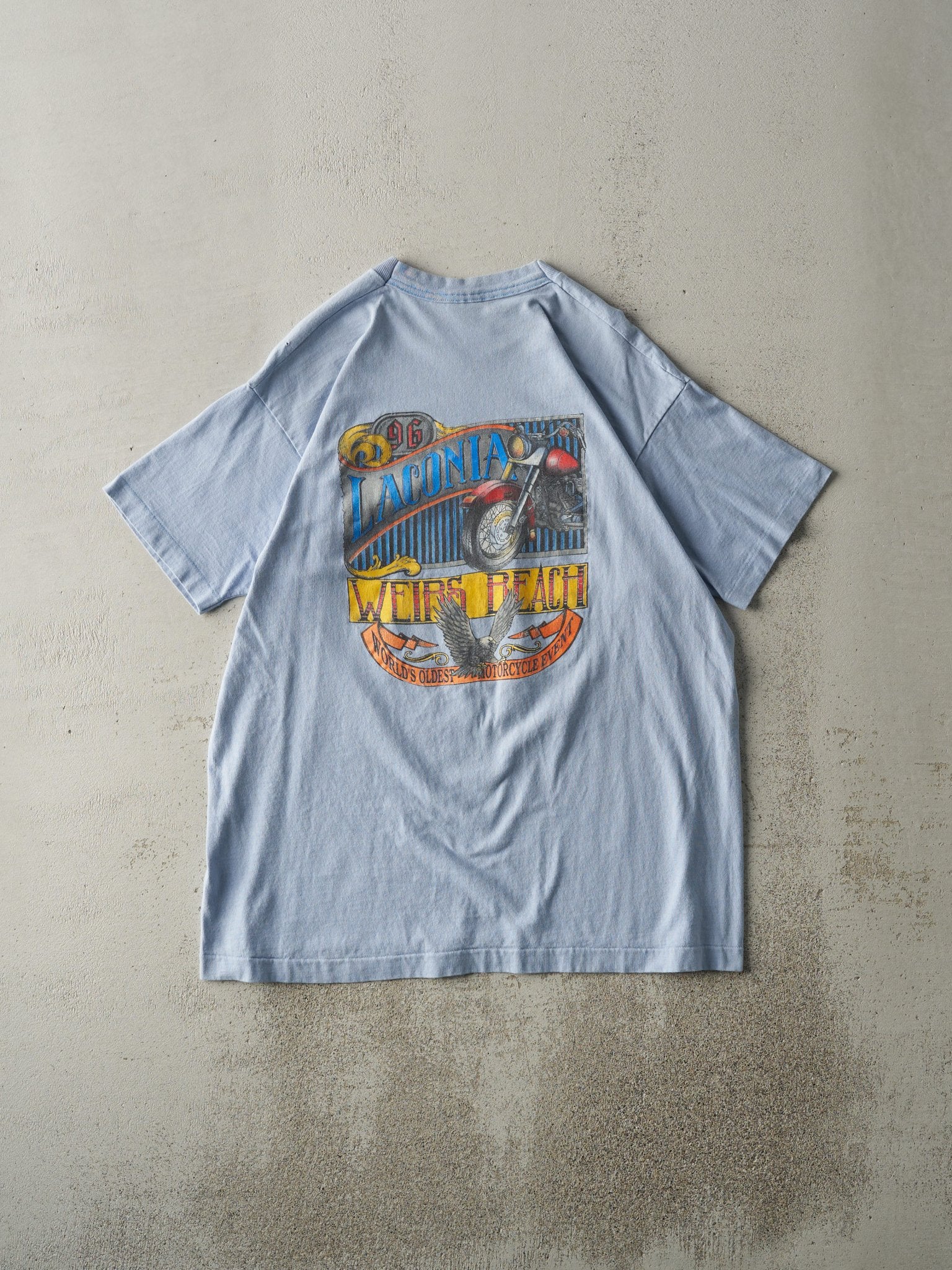 Vintage 96' Blue Weirs Beach Biker Single Stitch Tee (M/L)