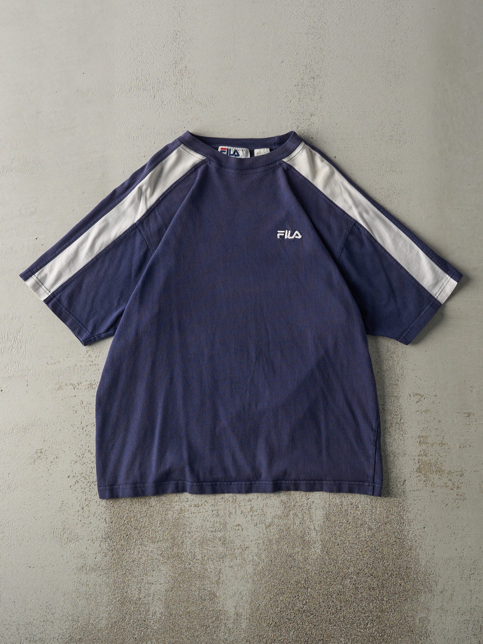 Vintage 90s Navy Blue Embroidered Fila Tee (M)