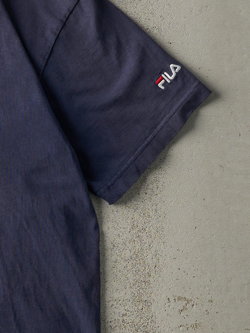 Vintage 90s Navy Blue Fila Embroidered Logo Tee (M)