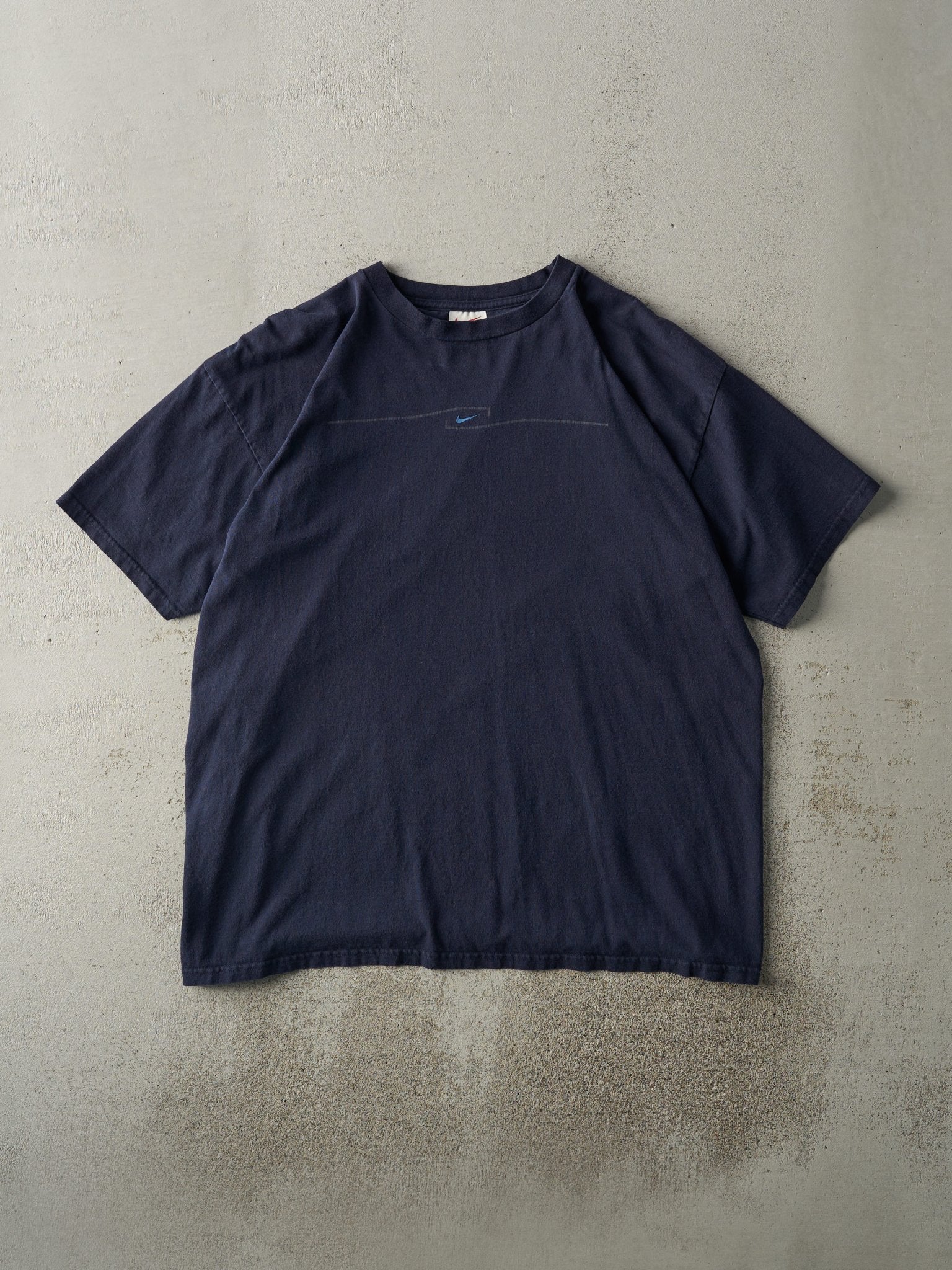 Vintage 90s Navy Blue Nike Swoosh Logo Tee (L)