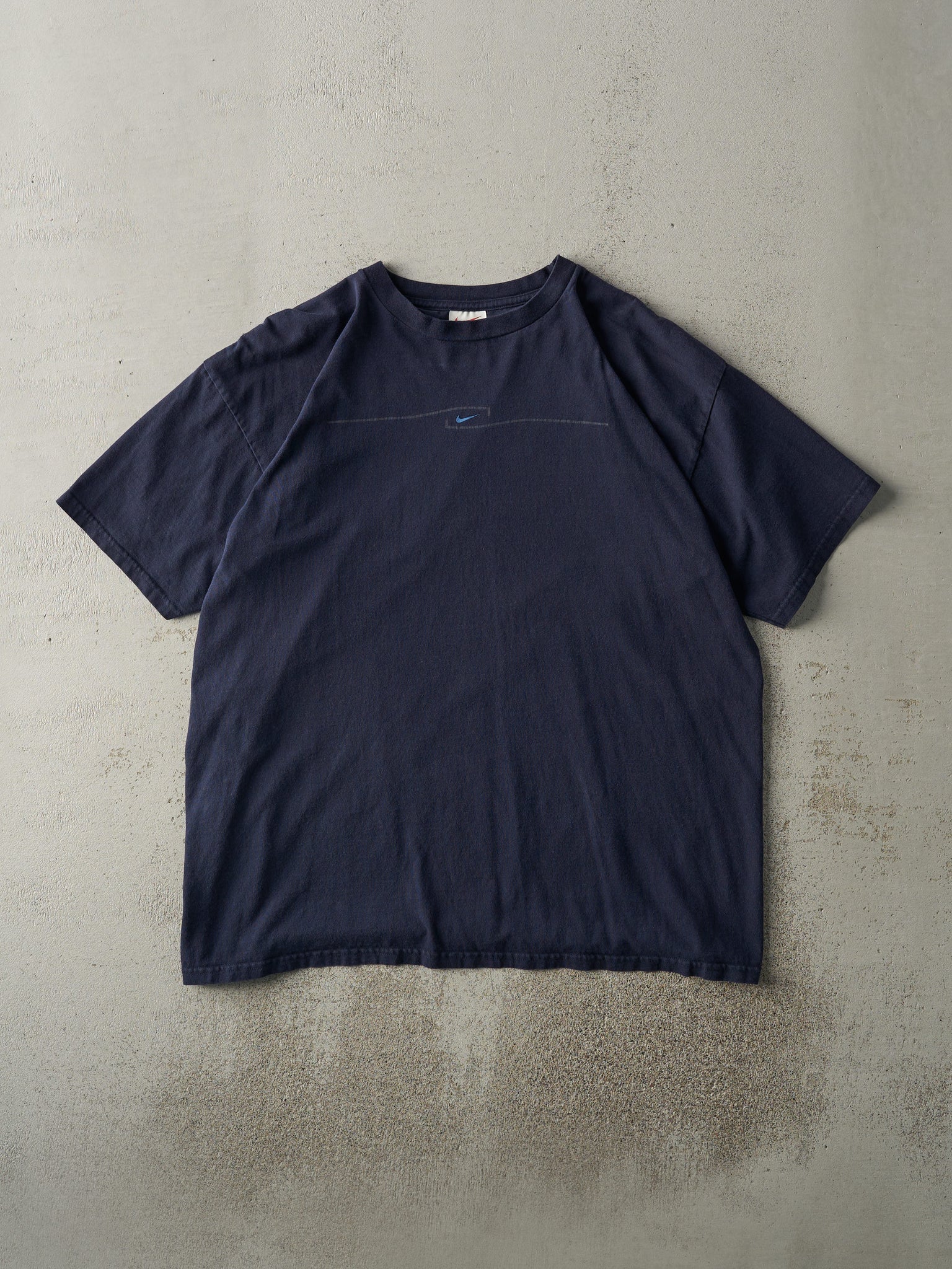 Vintage 90s Navy Blue Nike Swoosh Logo Tee (L)