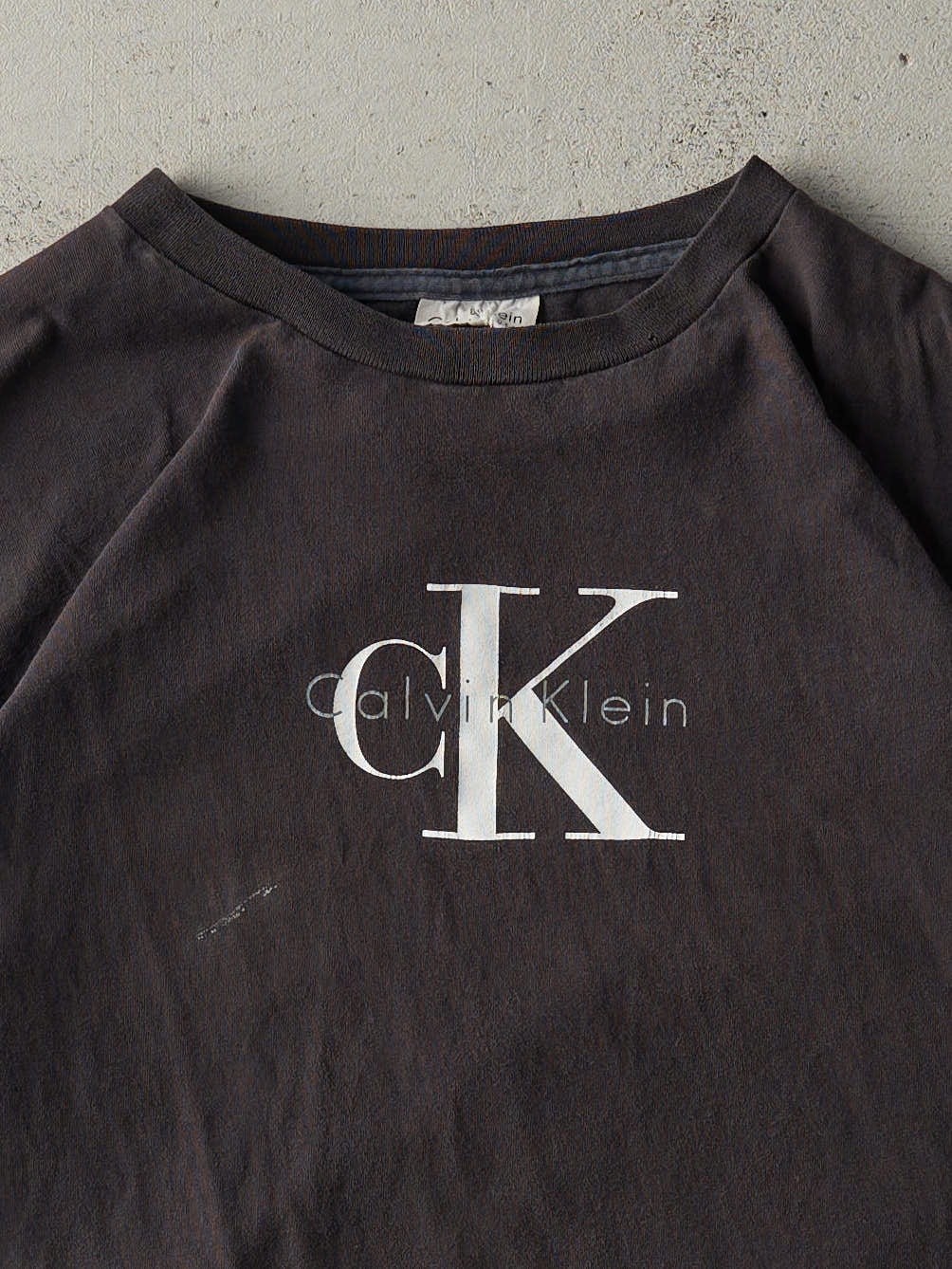 Vintage 90s Faded Black Calvin Klein Single Stitch Tee (L)