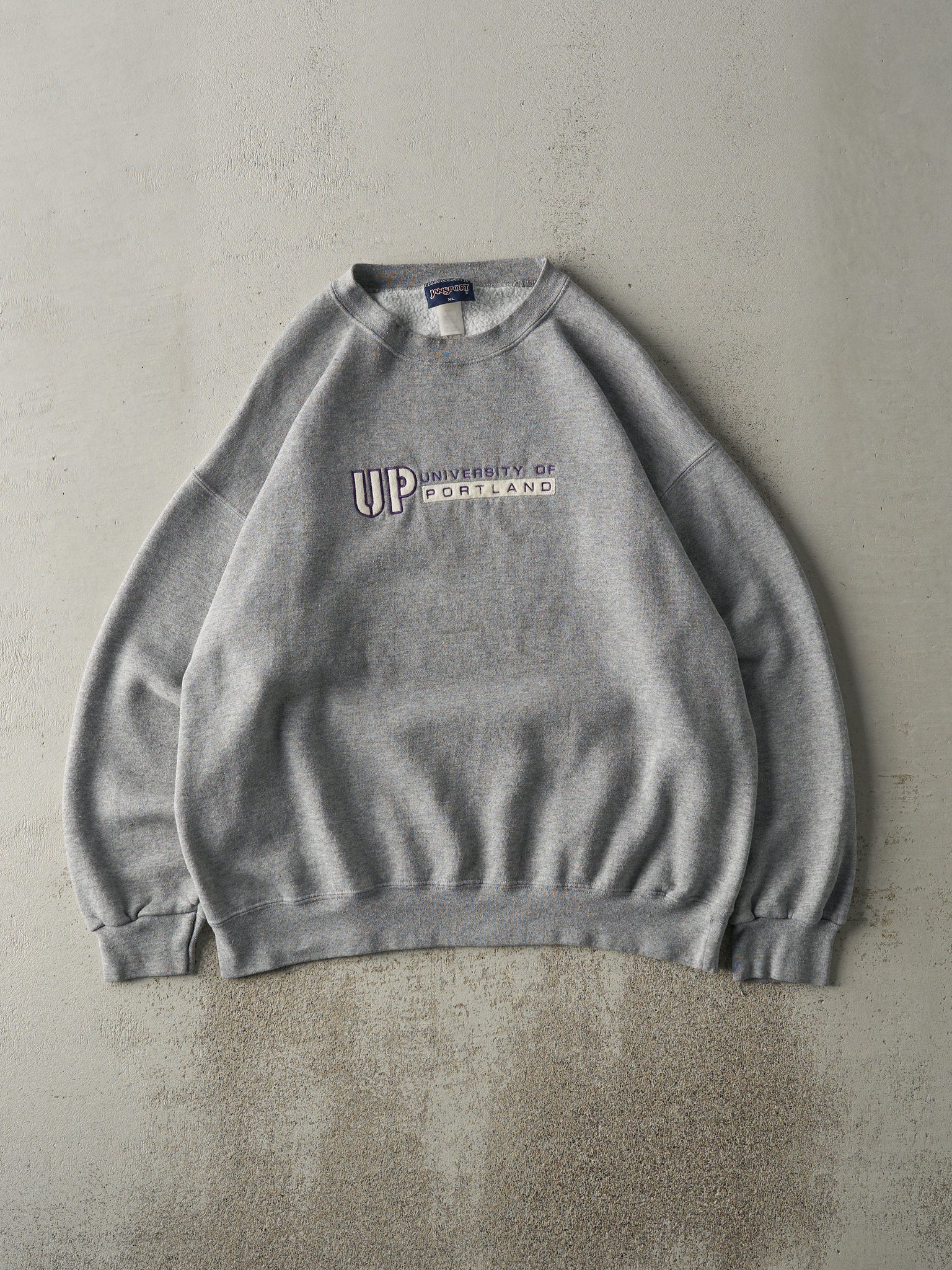 Vintage 90s Heather Grey University of Portland Embroidered Crewneck (XL)