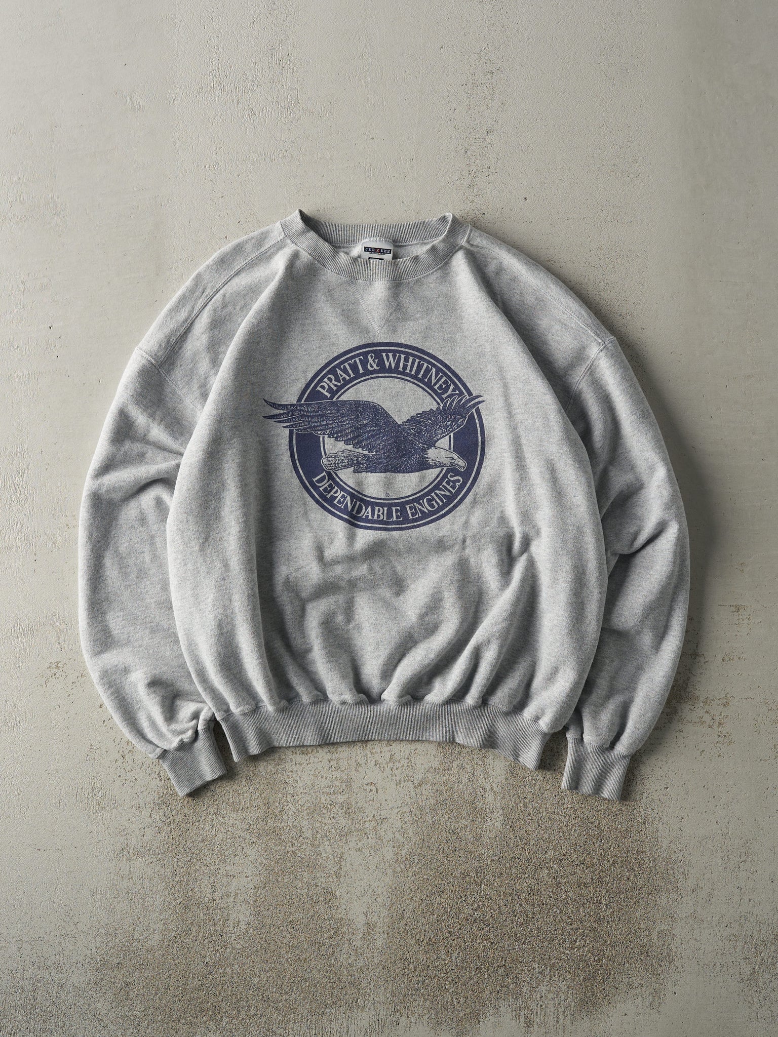 Vintage 90s Grey Pratt & Whitney Engines Boxy Crewneck (L)