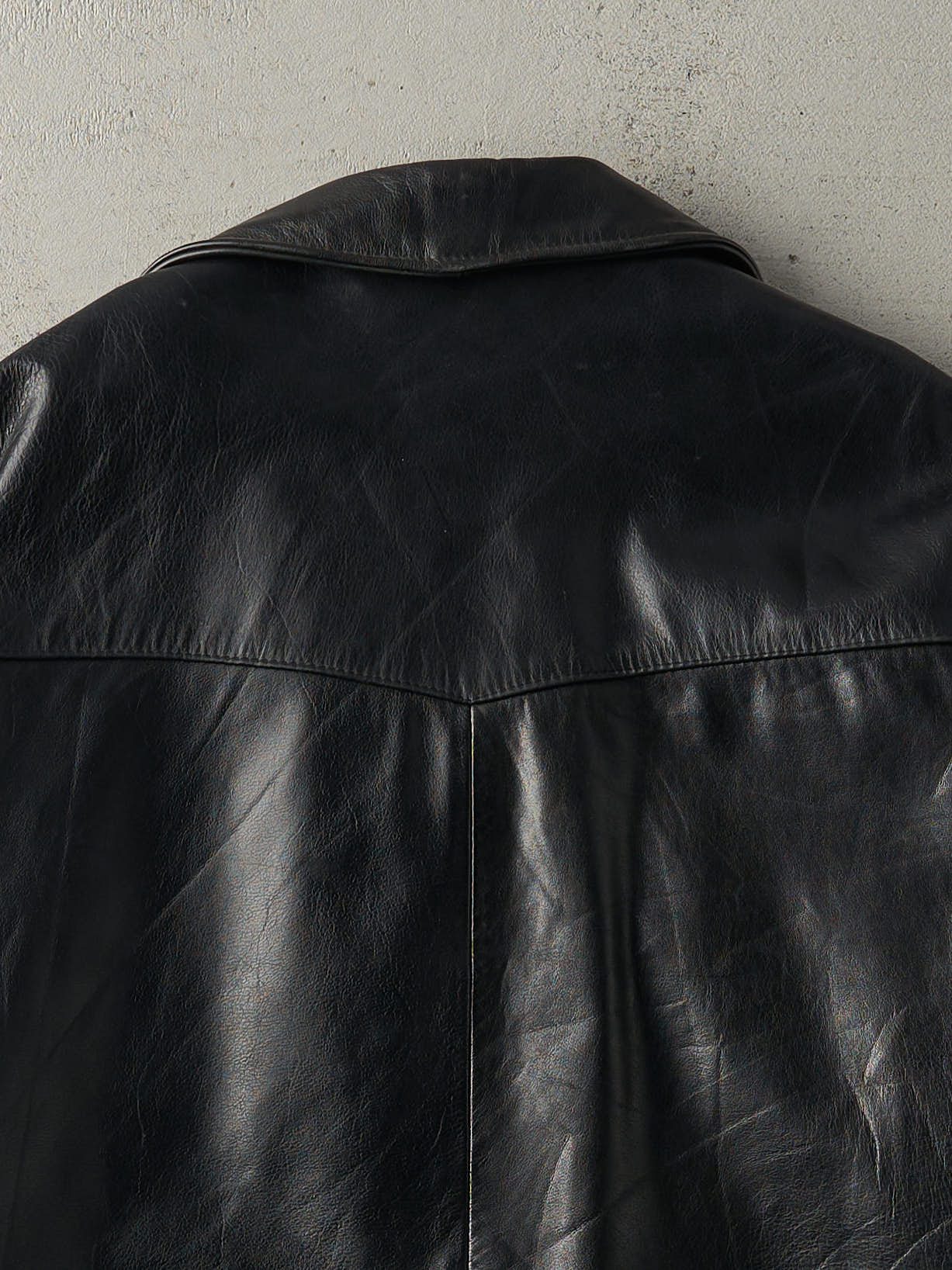 Vintage 90s Black Buffalo Jeans Leather Trench Coat (M)