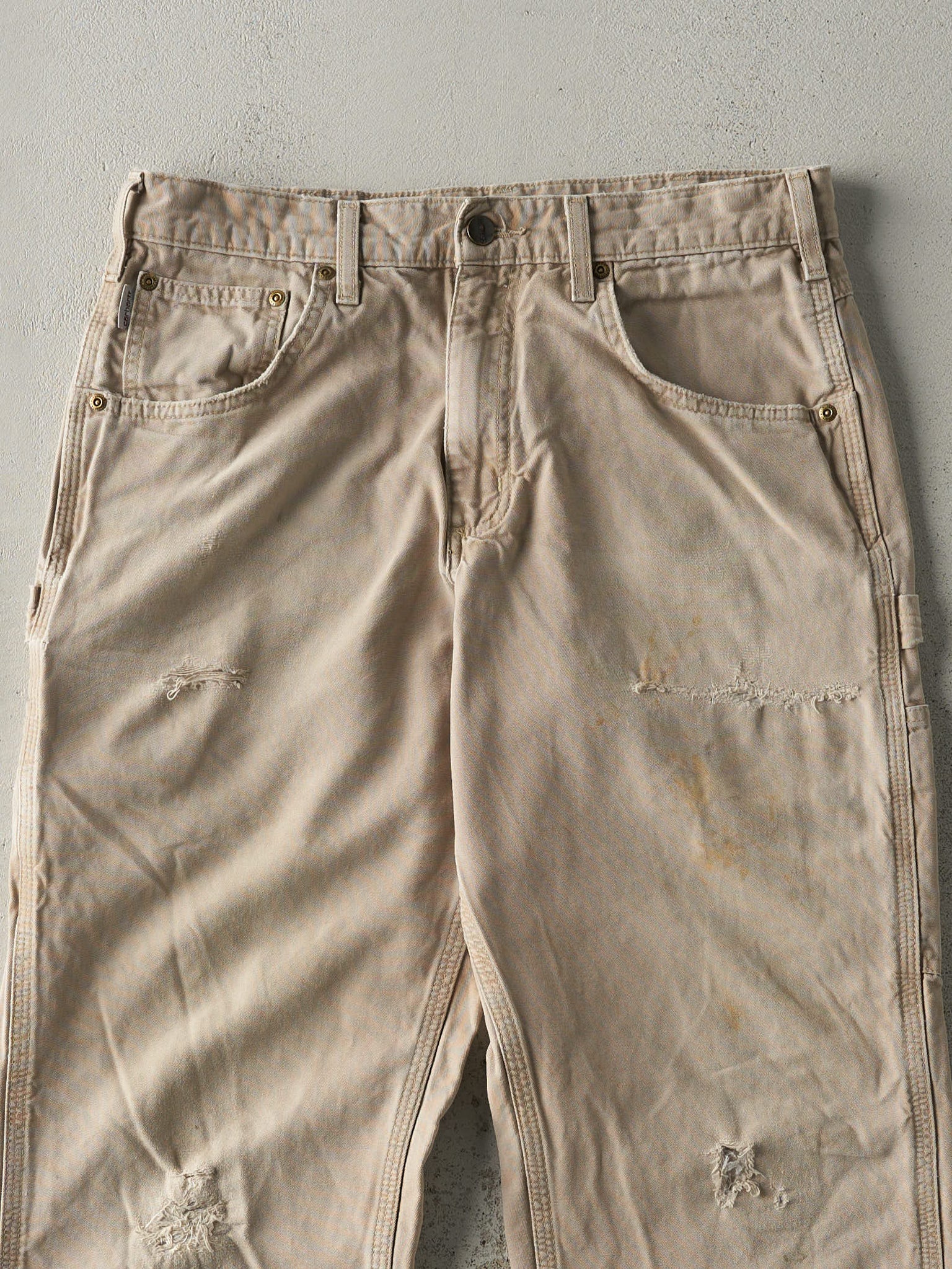 Vintage Y2K Beige Carhartt Lightweight Carpenter Pants (32x31)