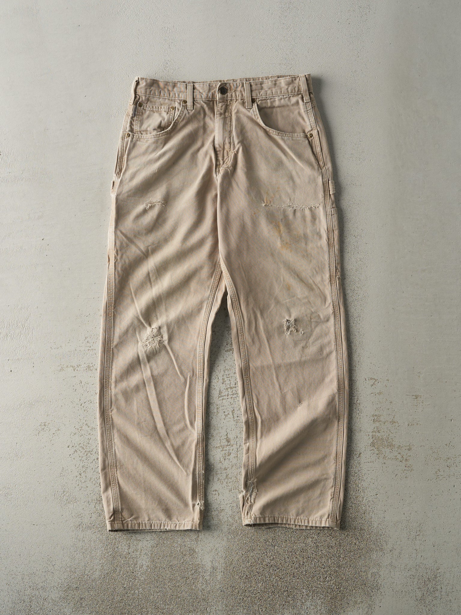 Vintage Y2K Beige Carhartt Lightweight Carpenter Pants (32x31)