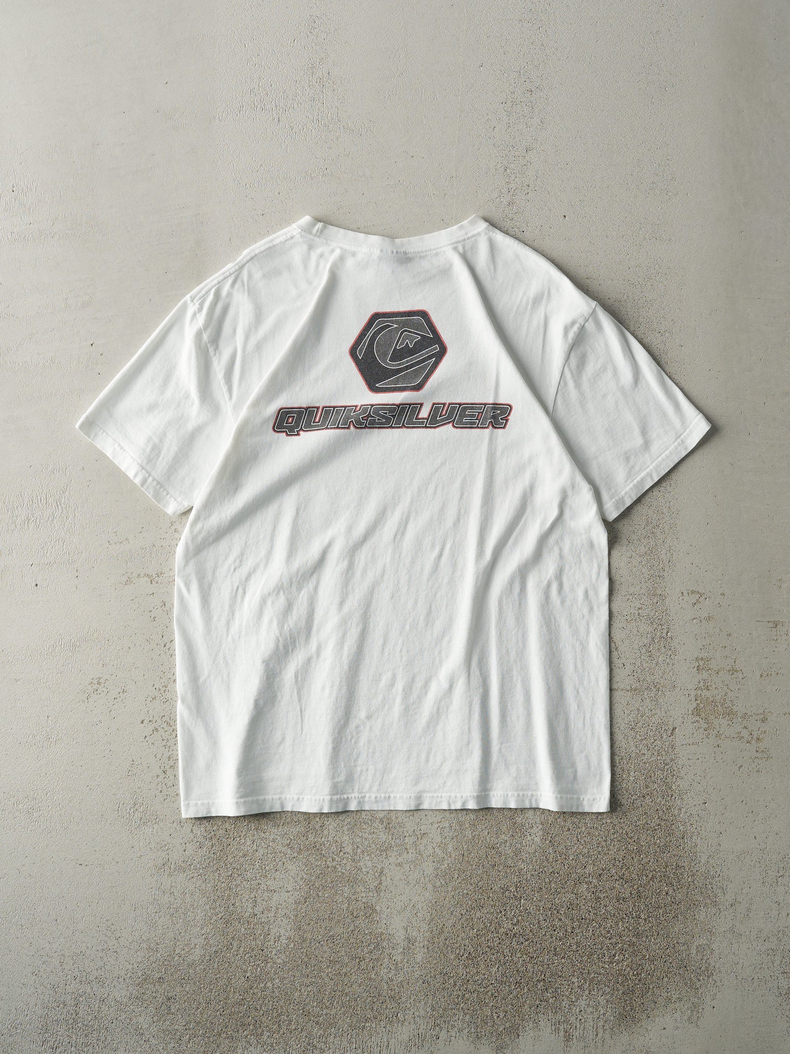 Vintage Y2K White Quiksilver Logo Tee (M)