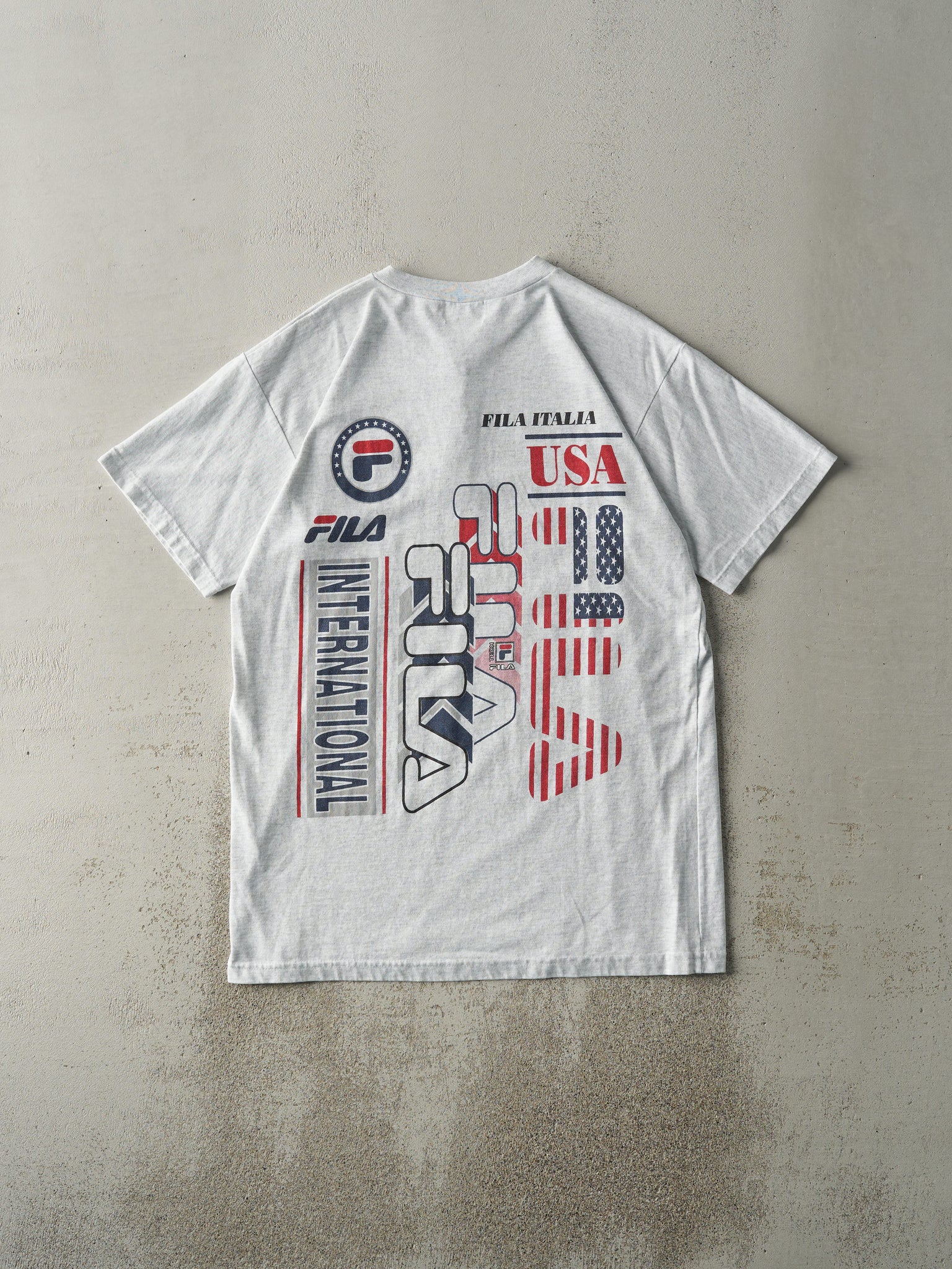 Vintage Y2K Heather Grey Fila Quarter Button Tee (M)