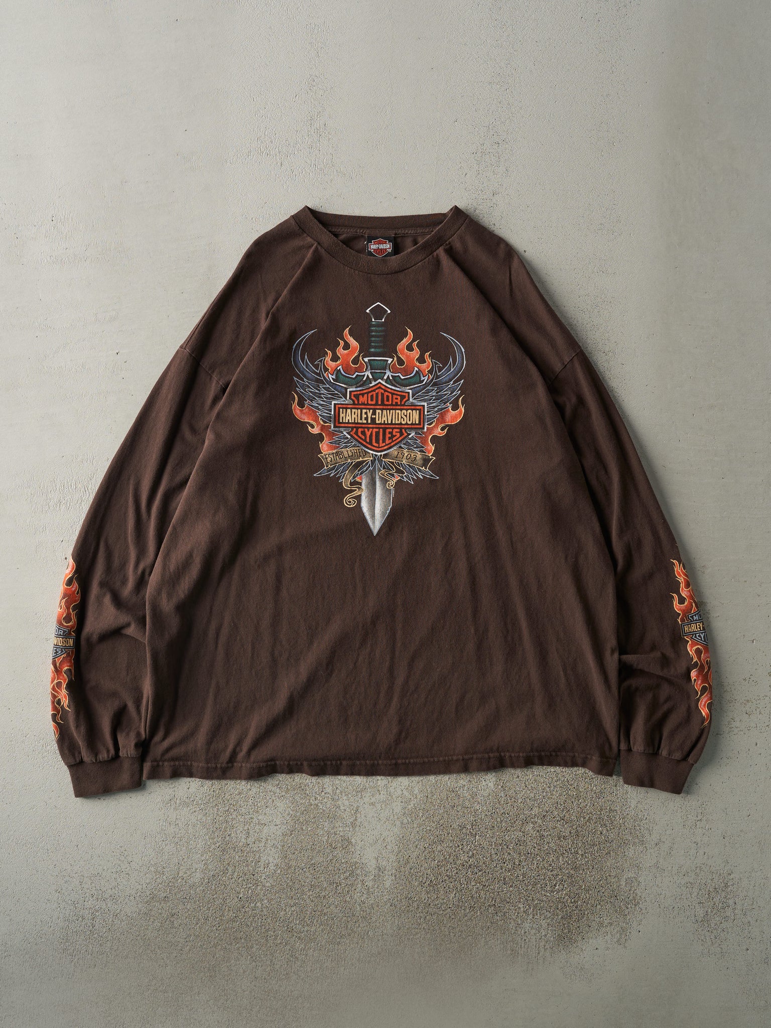 Vintage 09' Brown Denver Colorado Harley Davidson Long Sleeve (XXL/XXXL)