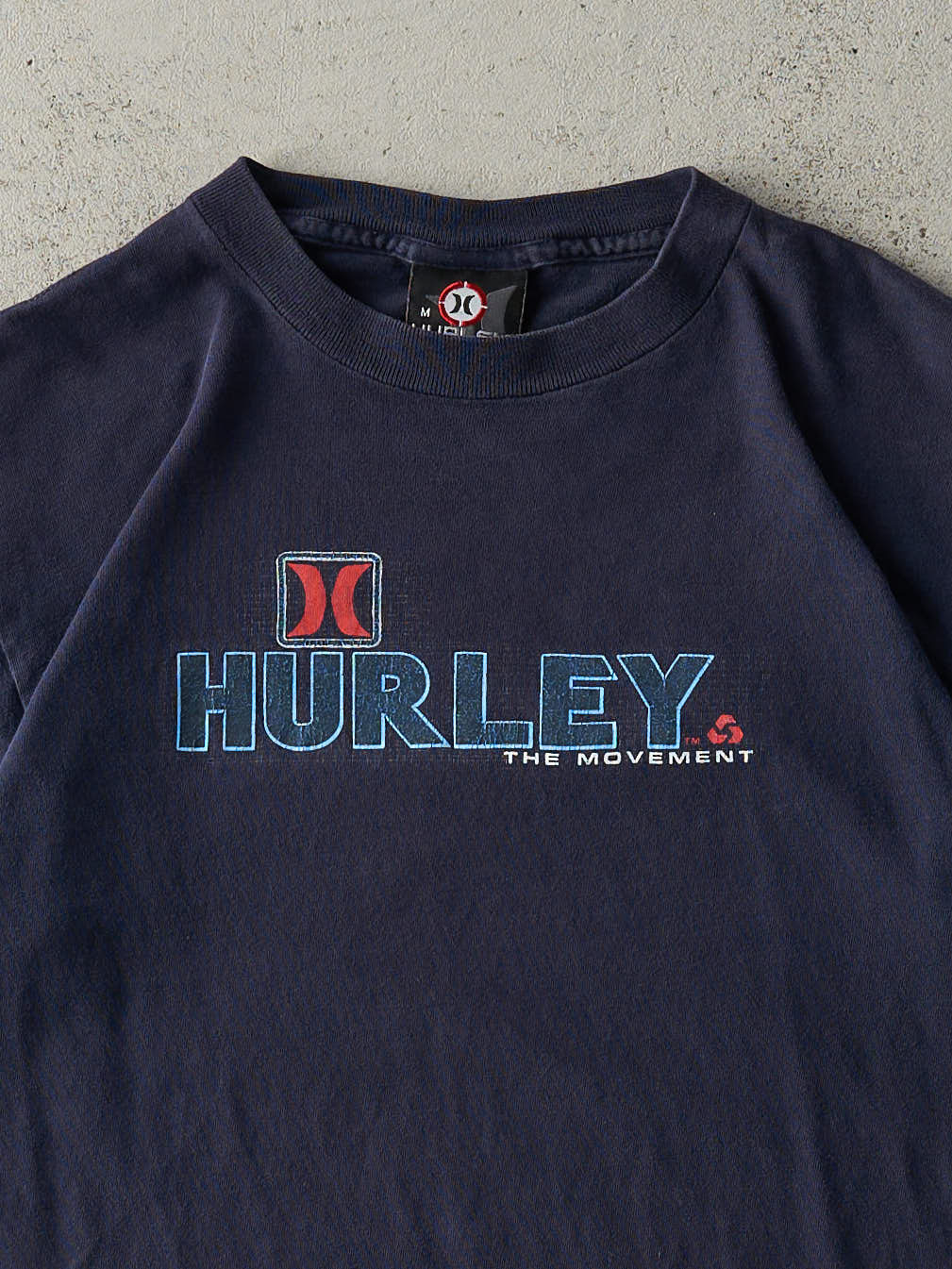 Vintage Y2K Navy Blue Hurley Logo Tee (S)