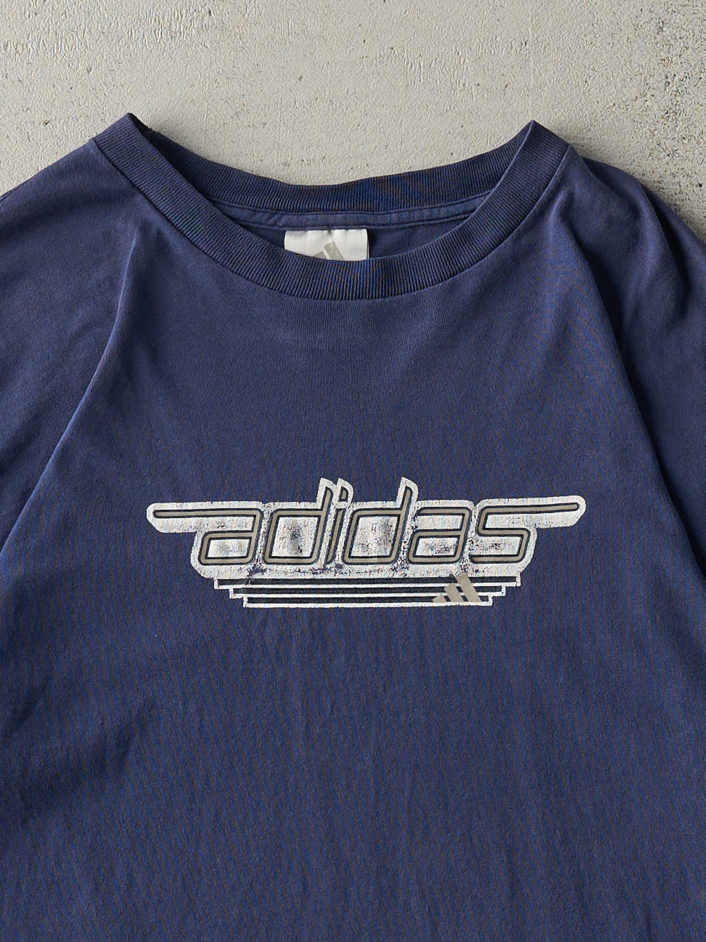 Vintage Y2K Navy Blue Adidas Logo Tee (M)