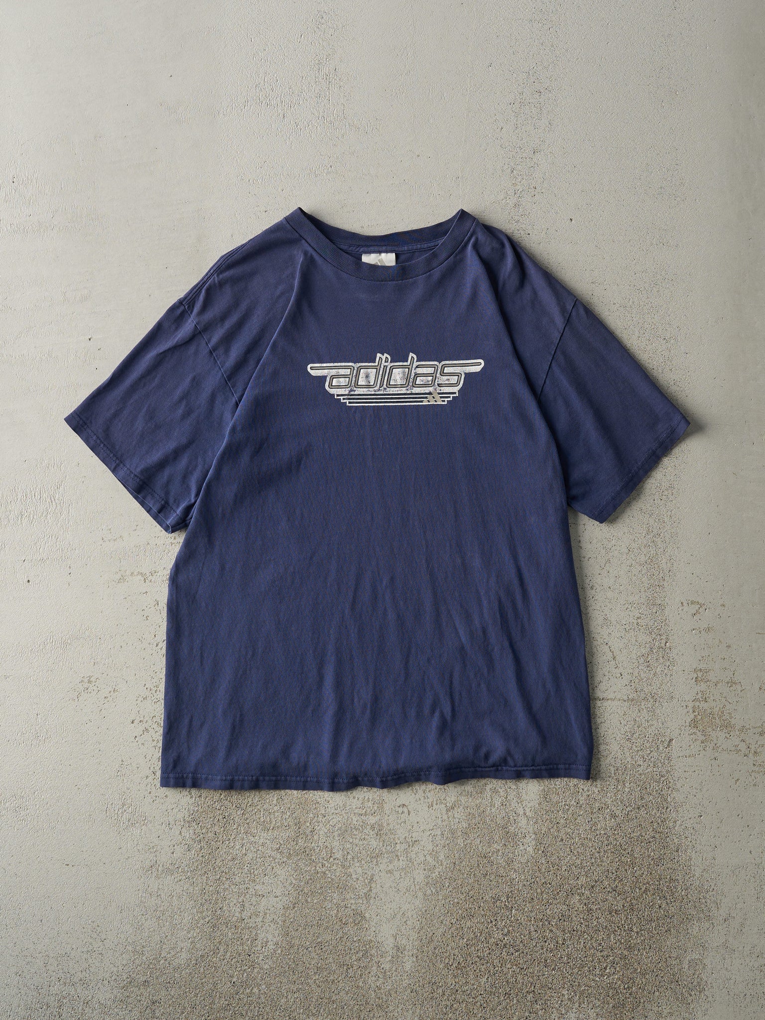 Vintage Y2K Navy Blue Adidas Logo Tee (M)