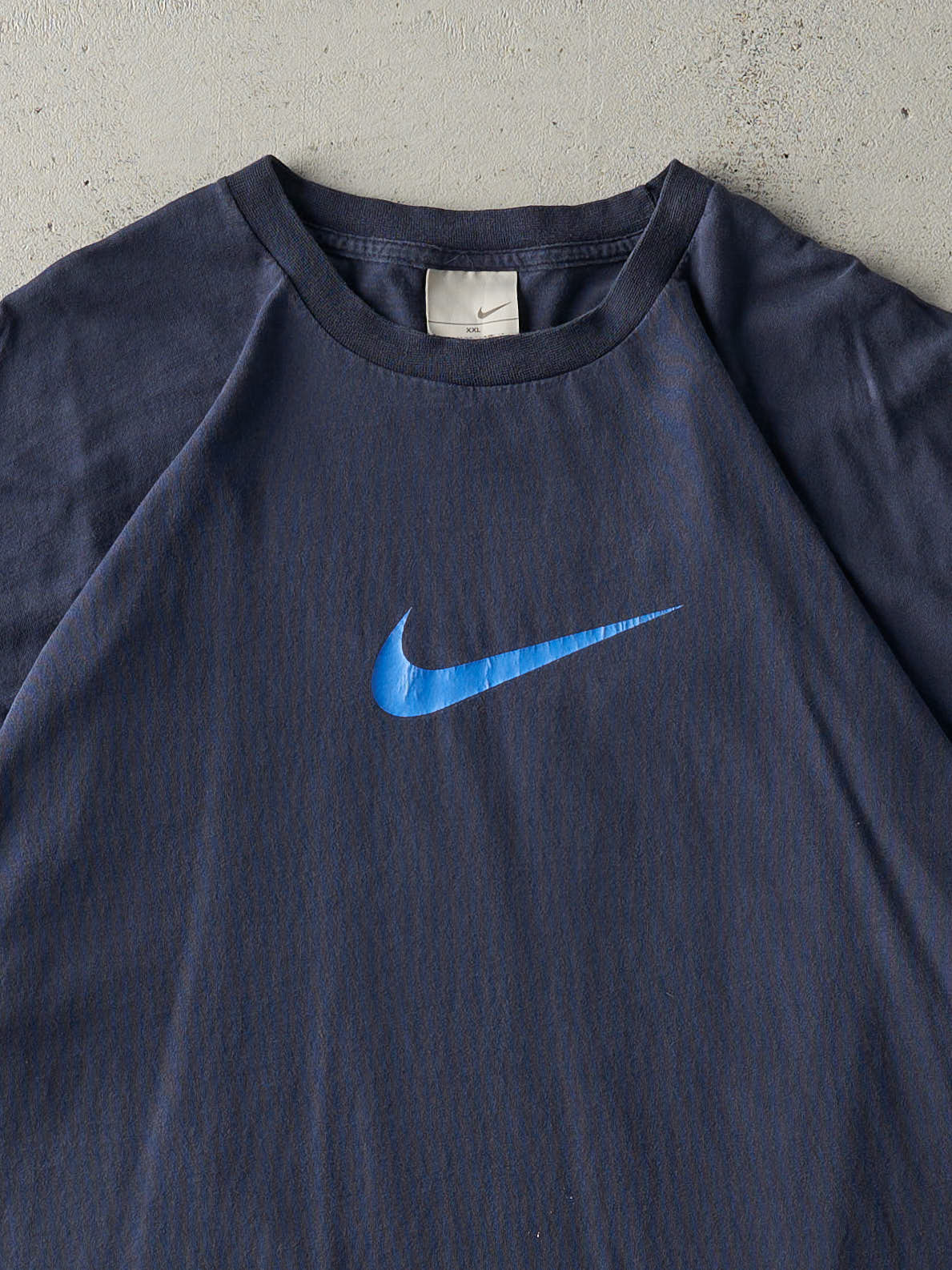 Vintage Y2K Navy Blue Nike Big Swoosh Tee (XL)