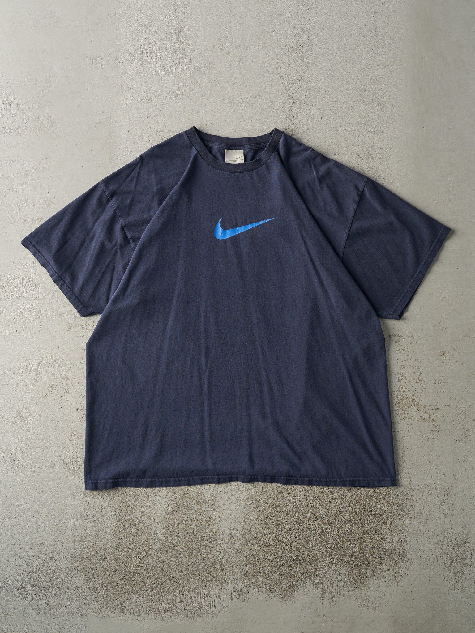 Vintage Y2K Navy Blue Nike Big Swoosh Tee (XL)