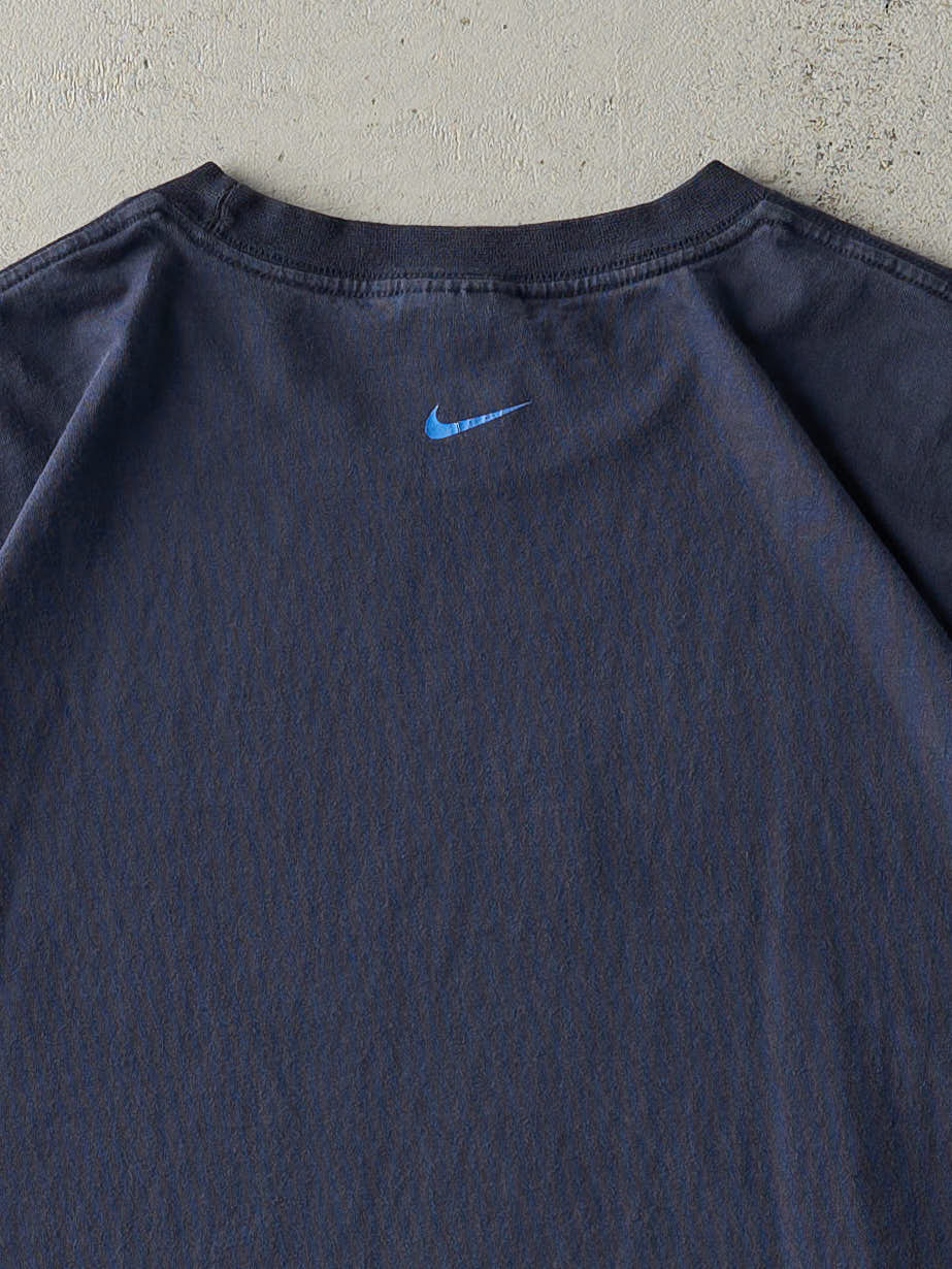 Vintage Y2K Navy Blue Nike Big Swoosh Tee (XL)