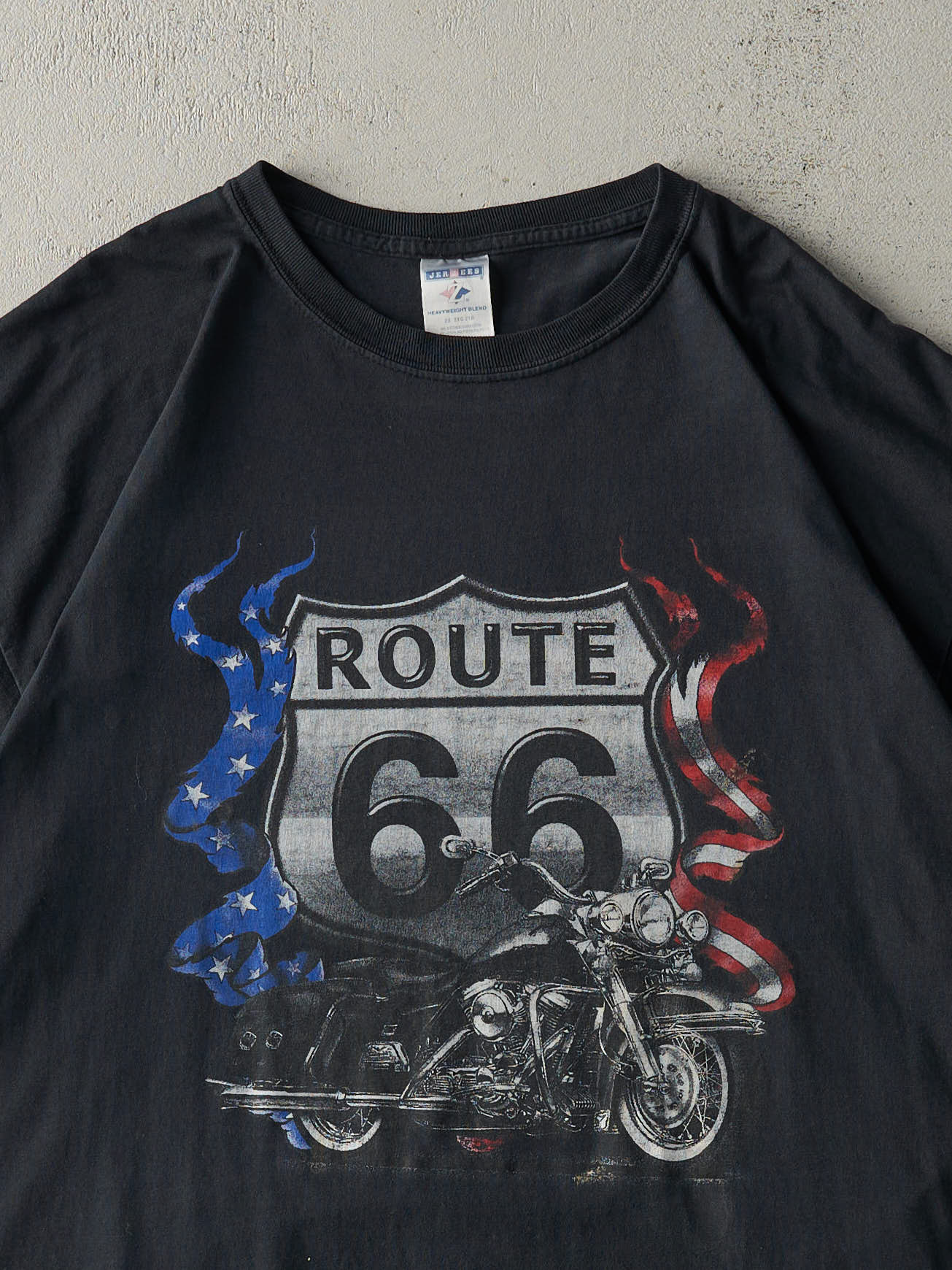 Vintage Y2K Black Route 66 Biker Tee (L/XL)