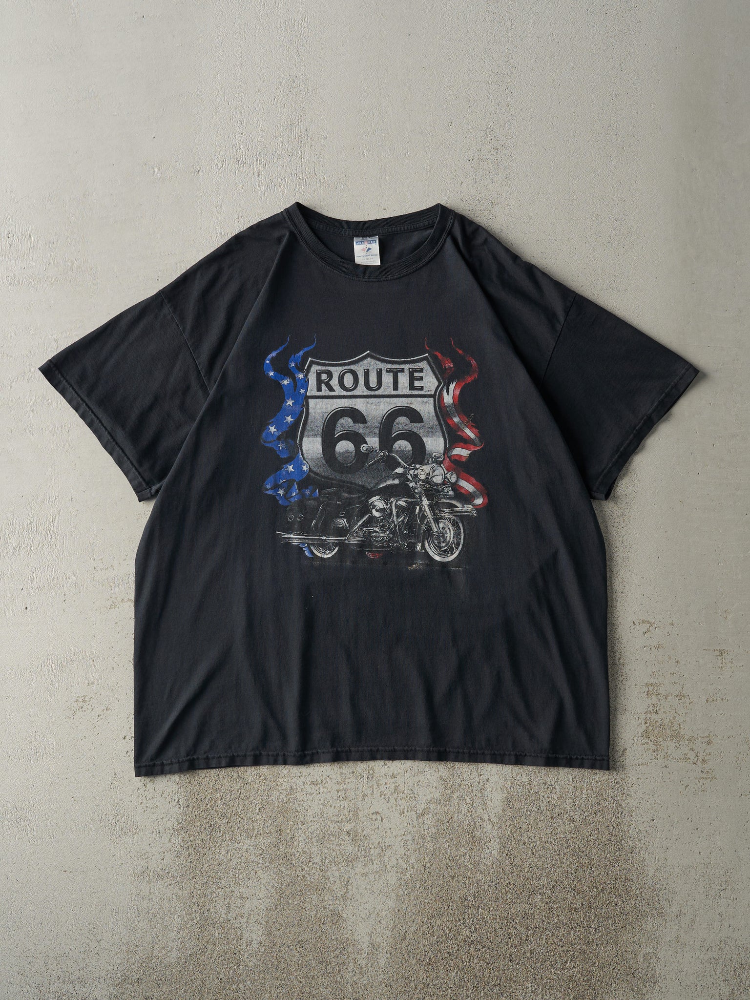 Vintage Y2K Black Route 66 Biker Tee (L/XL)