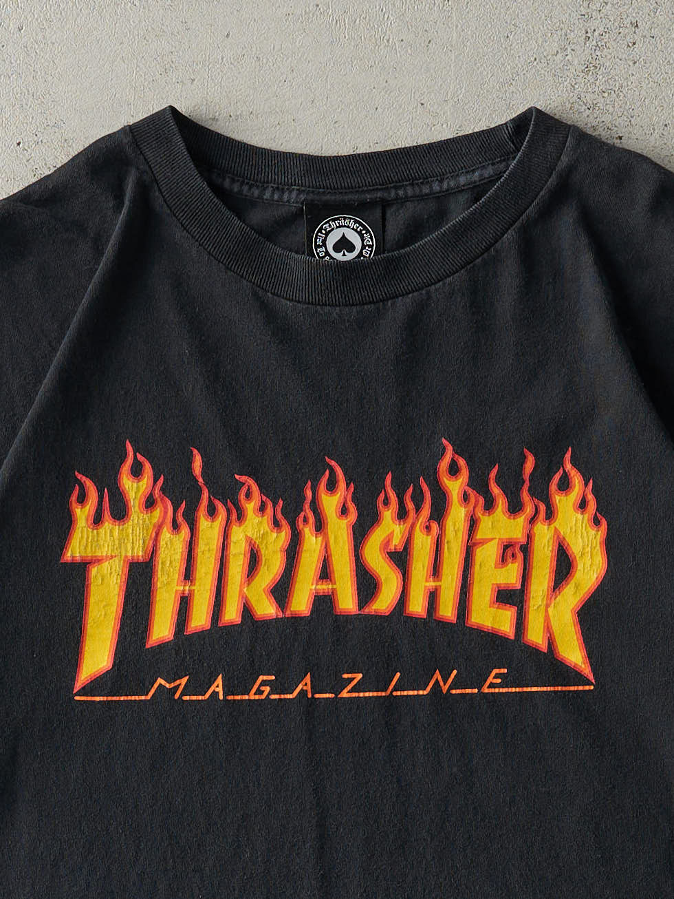 Vintage Y2K Black Thrasher Skateboard Magazine Tee (M)