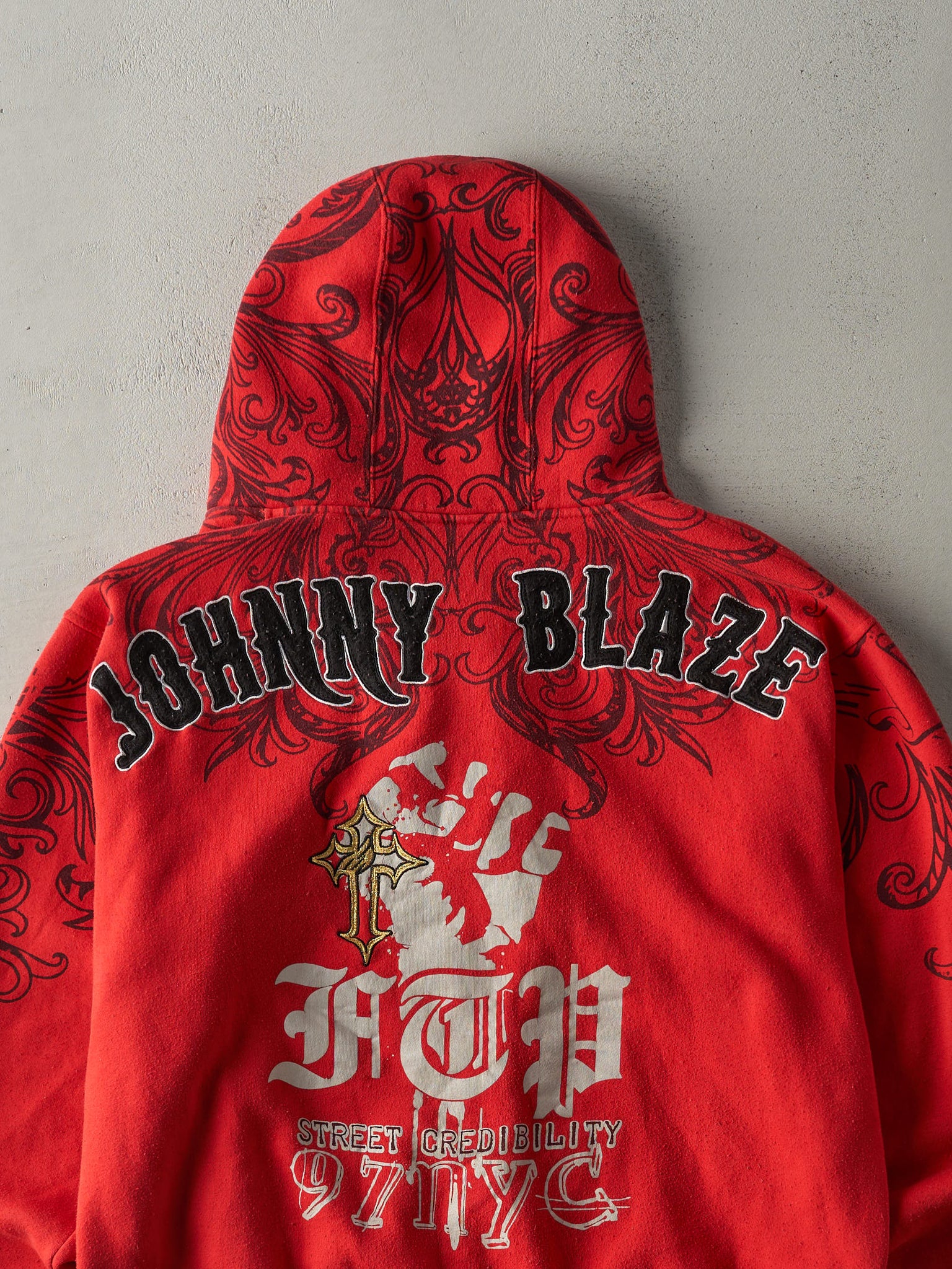 Vintage Y2K Red Johnny Blaze Zip Up Hoodie XL Rebalance Vintage