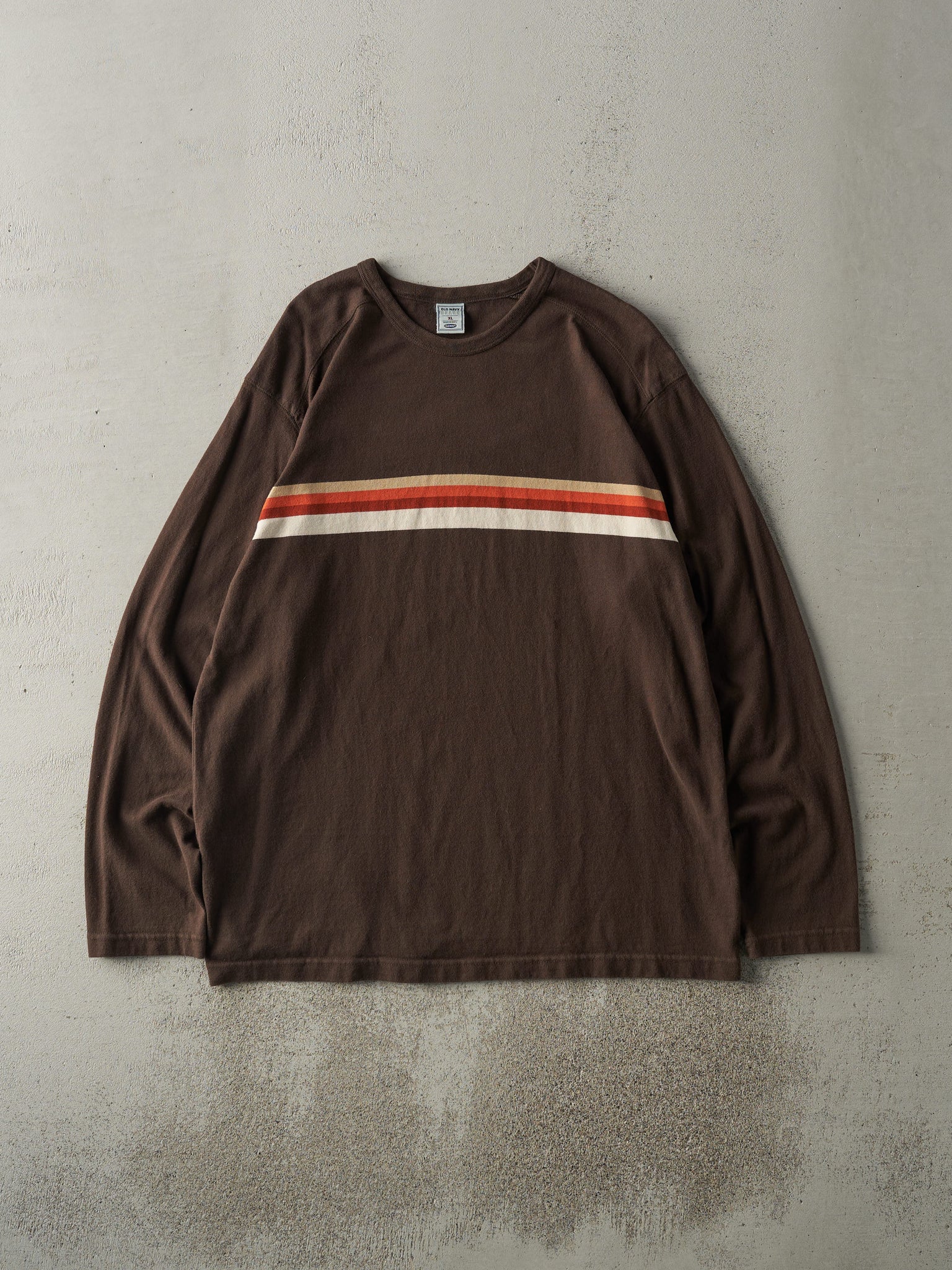 Vintage Y2K Brown Striped Long Sleeve (L)