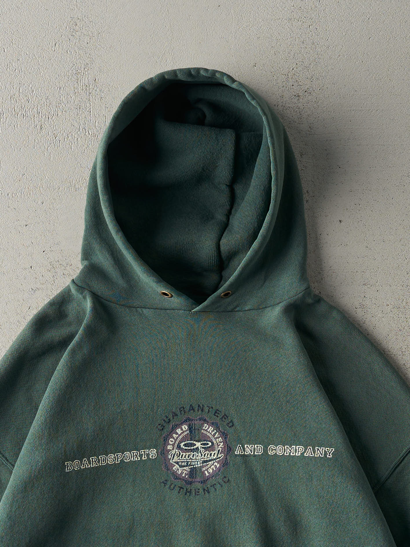 Vintage Y2K Washed Green Ocean Pacific Hoodie (L/XL)