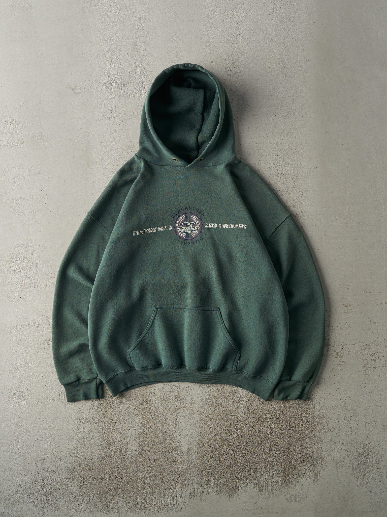 Vintage Y2K Washed Green Ocean Pacific Hoodie (L/XL)