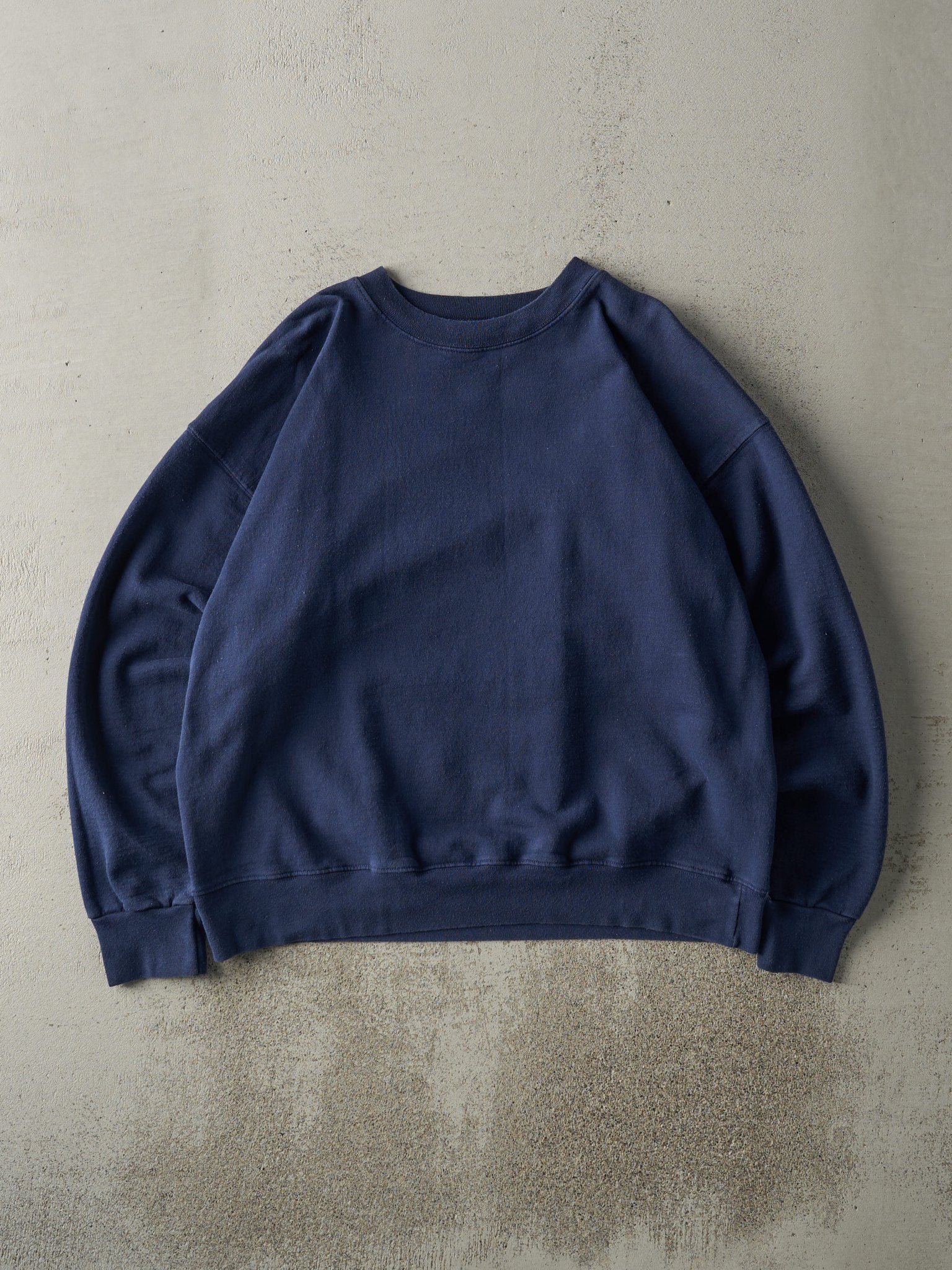 Vintage Y2K Navy Blue Blank Boxy Crewneck (L)