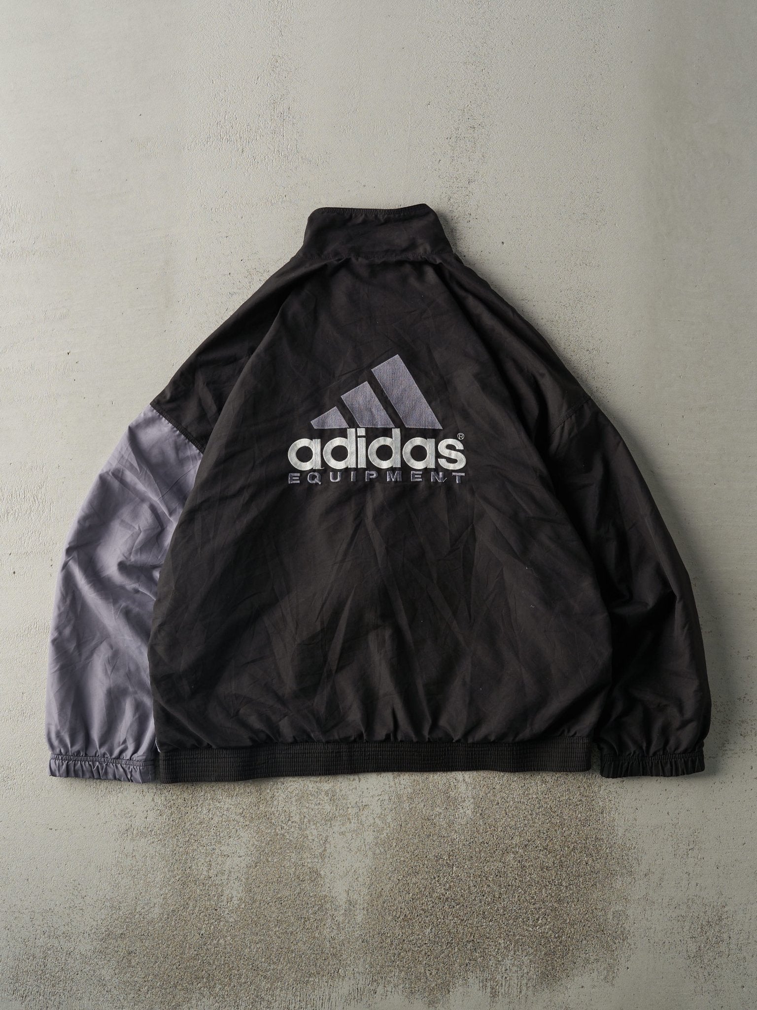 Vintage Y2K Black & Grey Embroidered Adidas Equipment Track Jacket (XL)