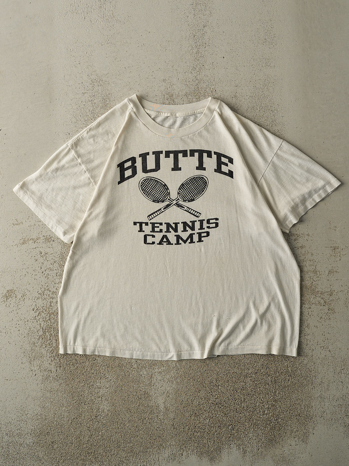 Vintage 80s White Butte Tennis Camp Tee (XL)