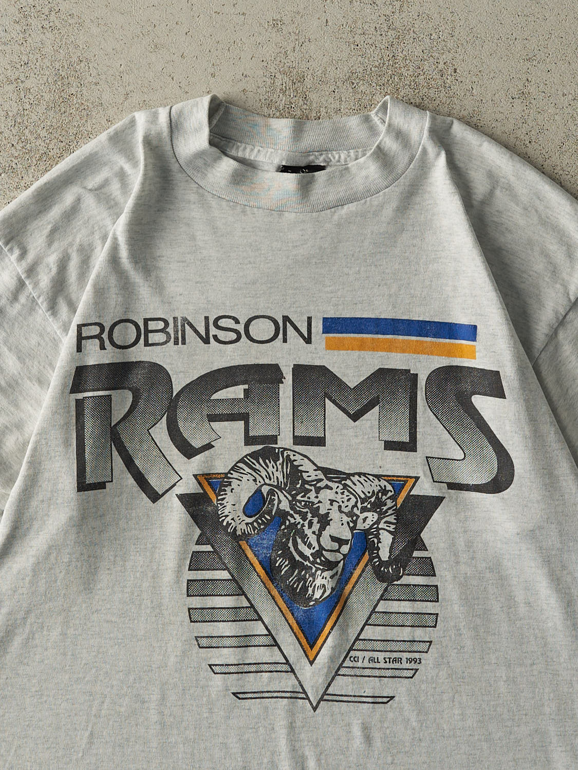 Vintage 93' Heather Grey Robinson Rams Single Stitch Tee (L)