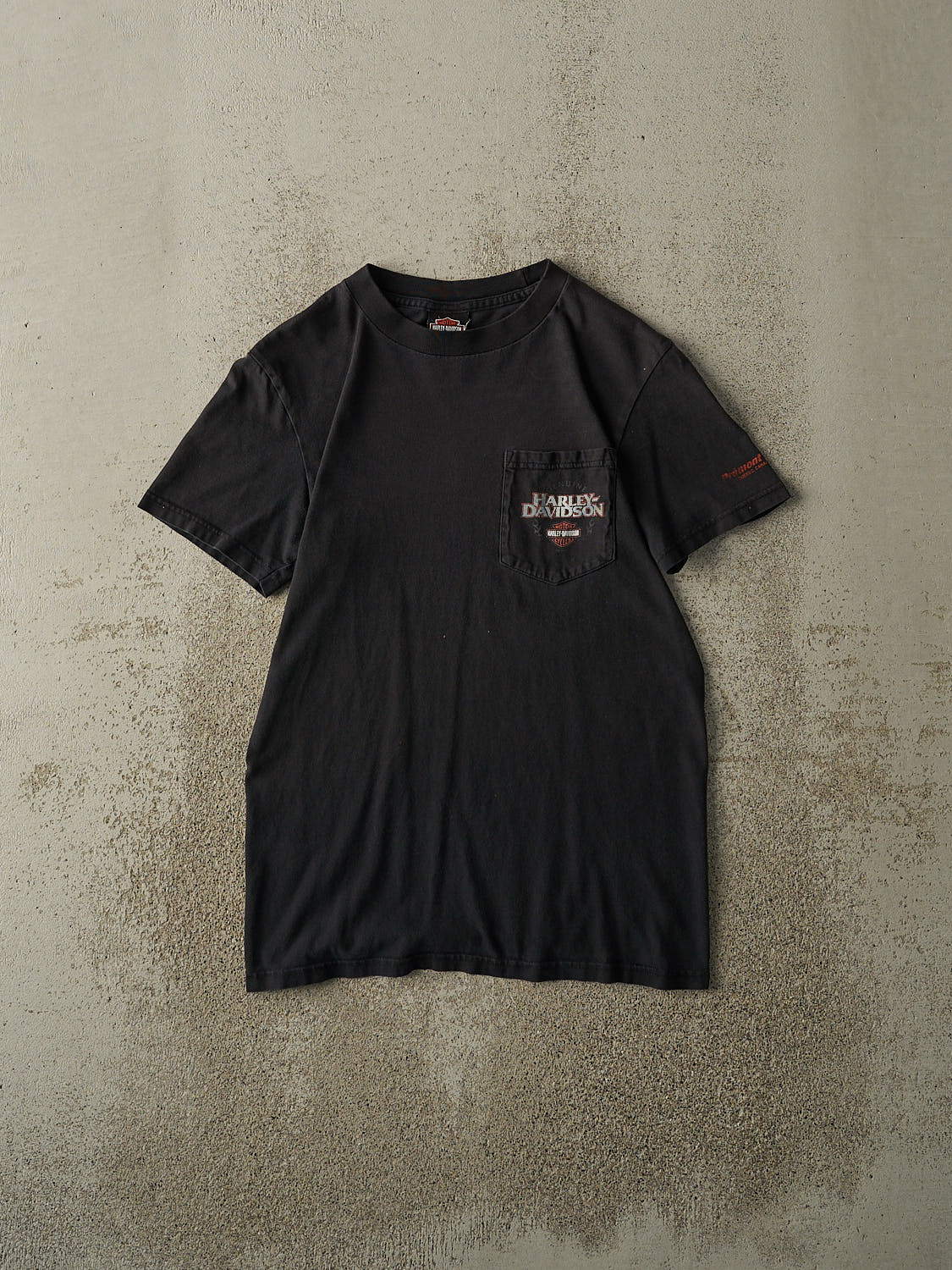 Vintage Y2K Faded Black Quebec Harley Davidson Pocket Tee (XS/S)