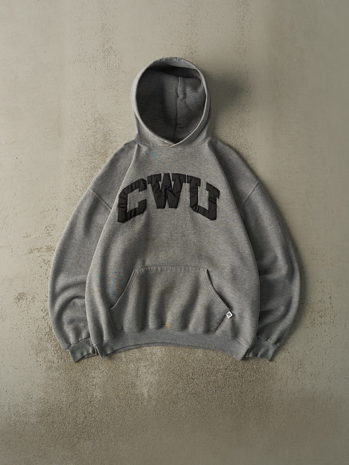 Vintage Y2K Grey CWU Russell Athletic Boxy Hoodie (L)