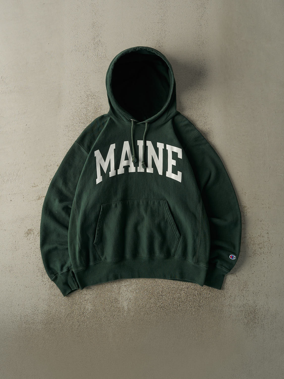 Vintage Y2K Green Maine Champion Reverse Weave Hoodie (L/XL)