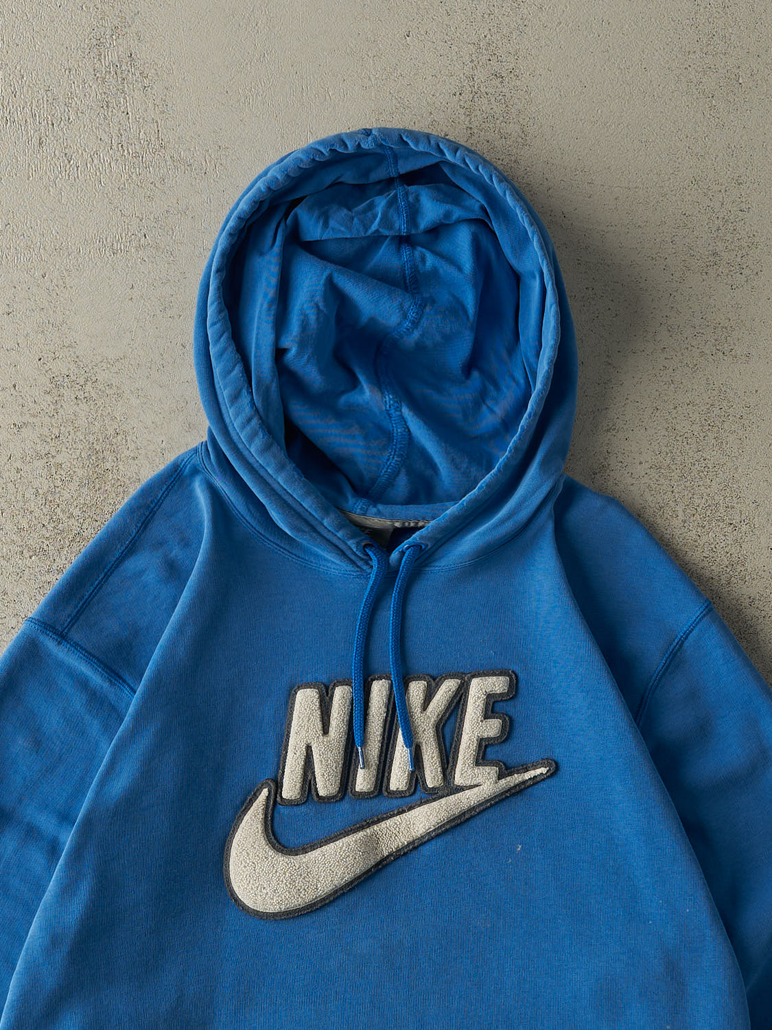 Vintage Y2K Blue Nike Chenille Embroidered Logo Hoodie (L)