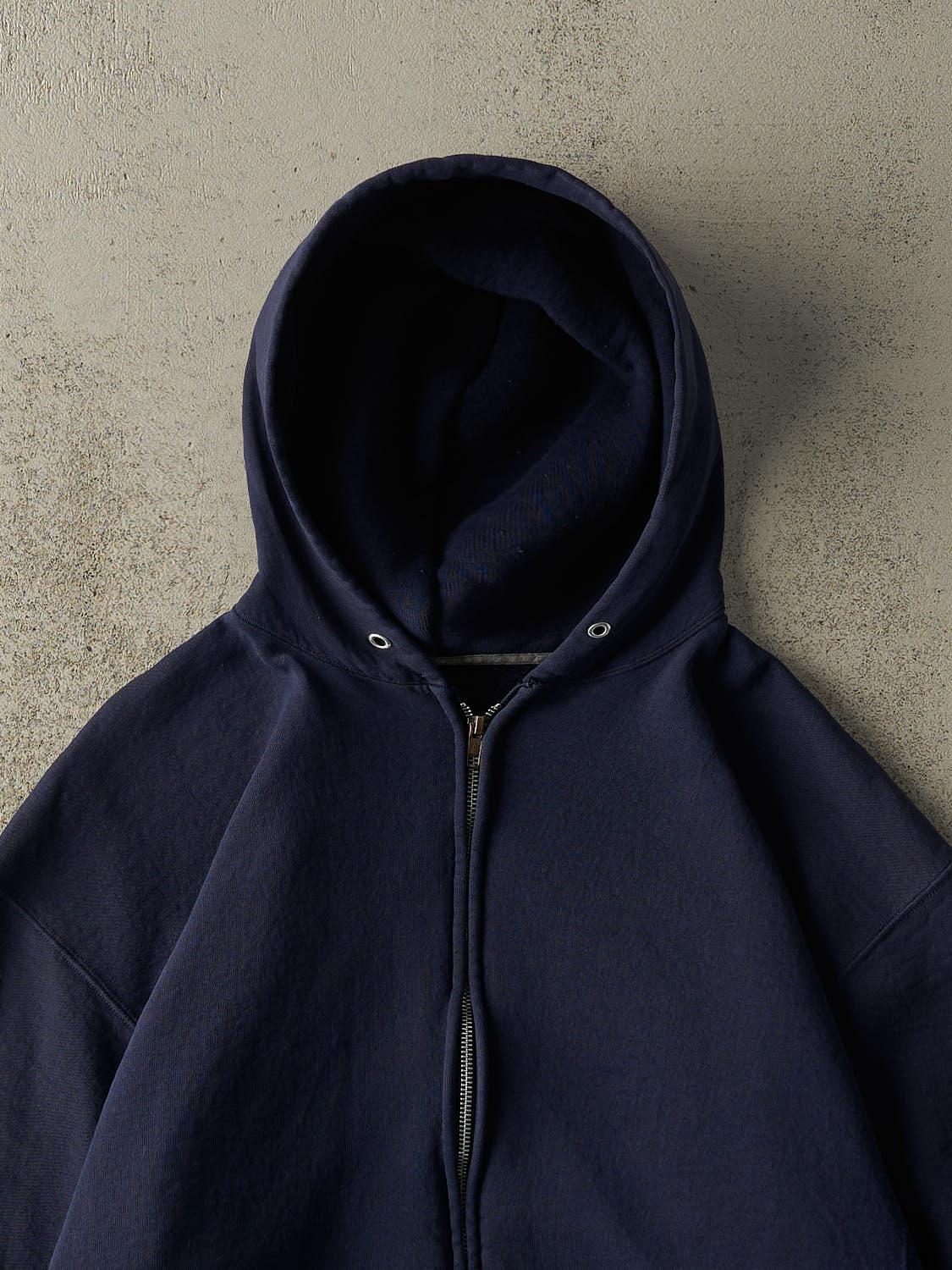 Vintage 90s Navy Blue Russell Athletic Embroidered Zip Up Hoodie (L/XL)