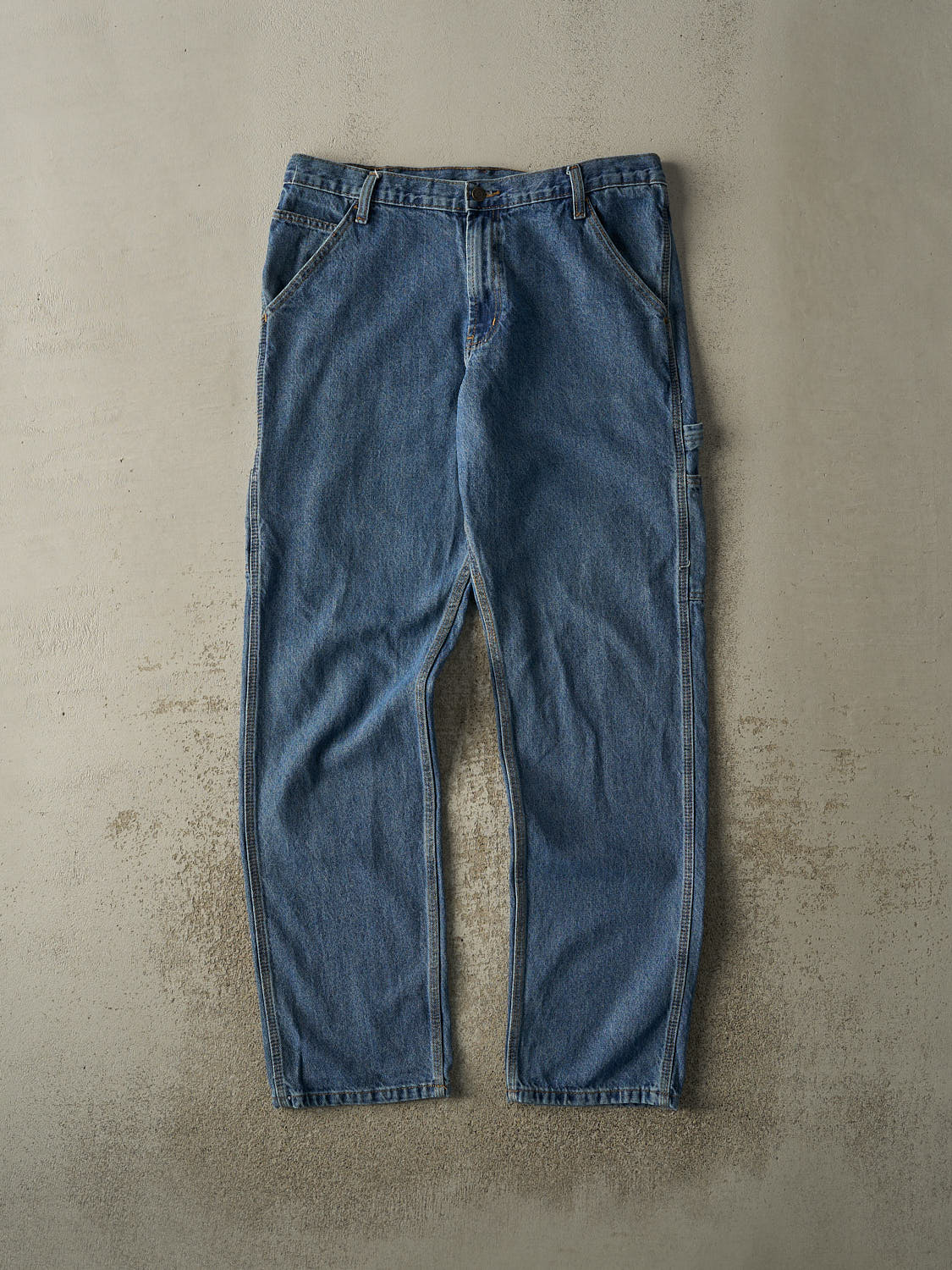 Vintage 90s Mid Wash Full Blue Carpenter Jeans (35x34)