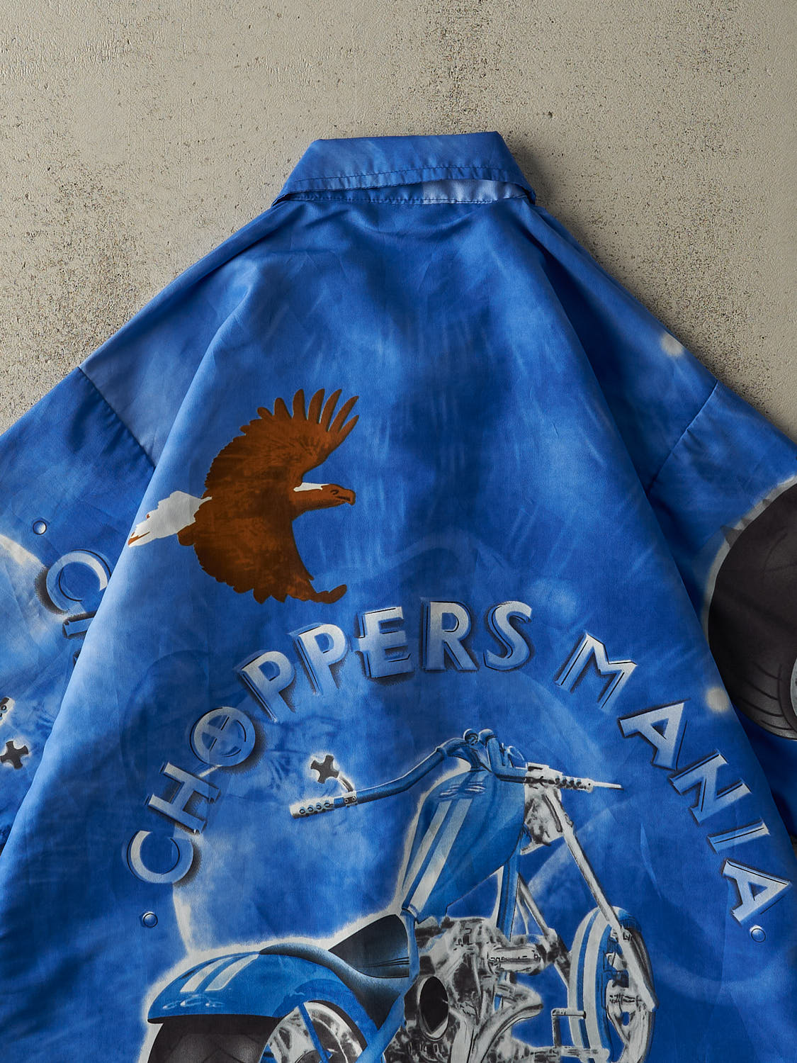 Vintage Y2K Blue Choppers Mania Button Up Tee (XXL)