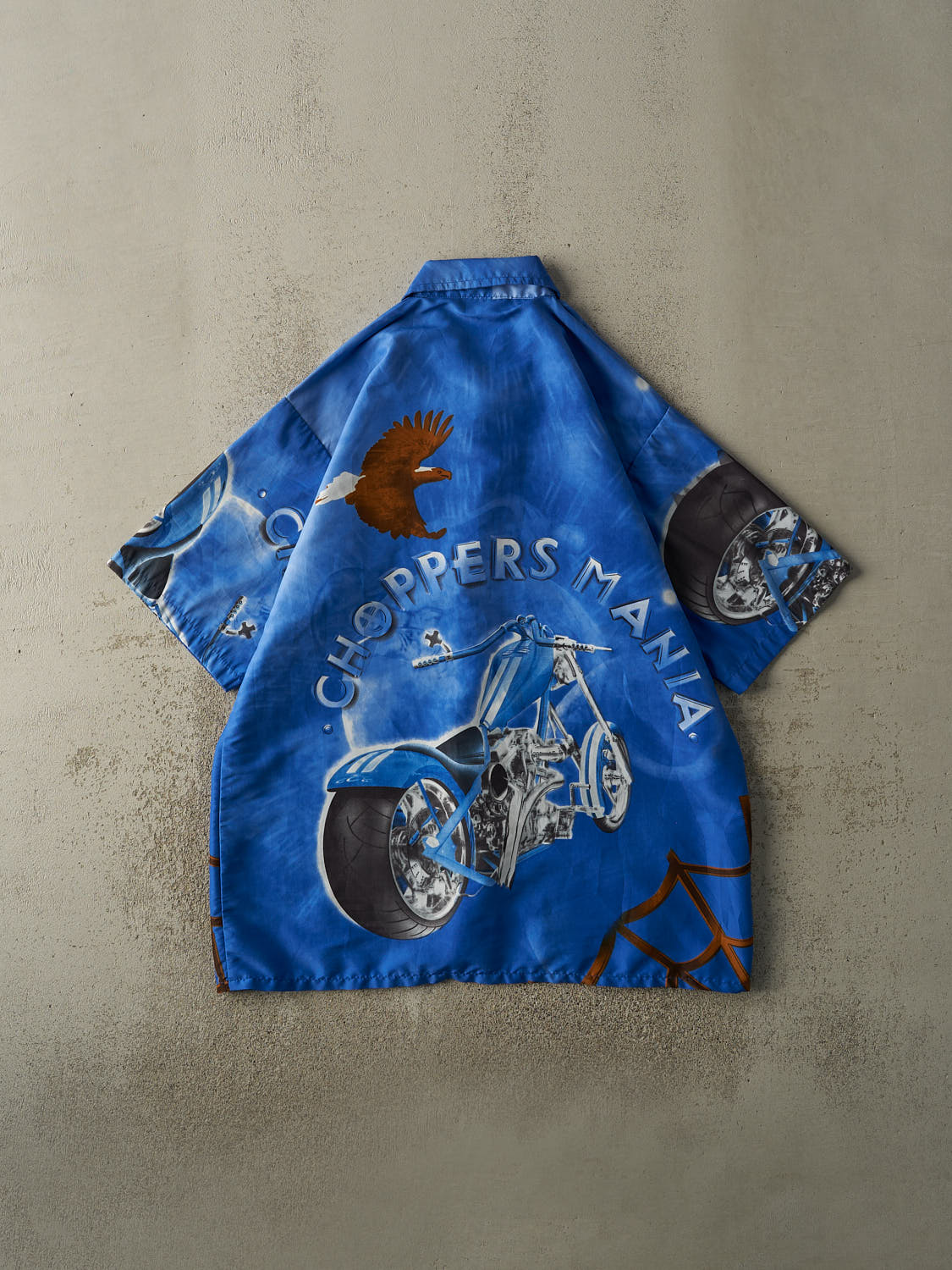 Vintage Y2K Blue Choppers Mania Button Up Tee (XXL)
