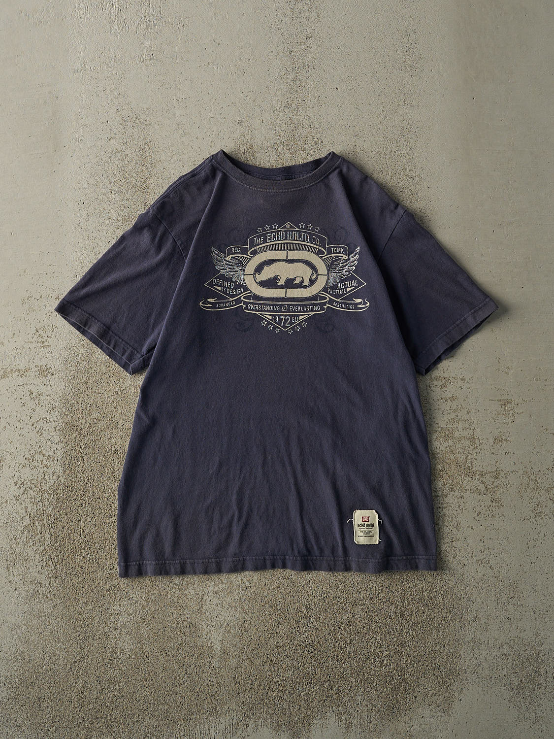 Vintage Y2K Navy Blue Ecko Logo Tee (S/M)
