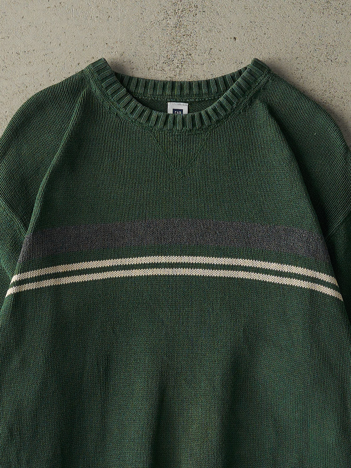 Vintage Y2K Green Gap Striped Knit Pullover (L)