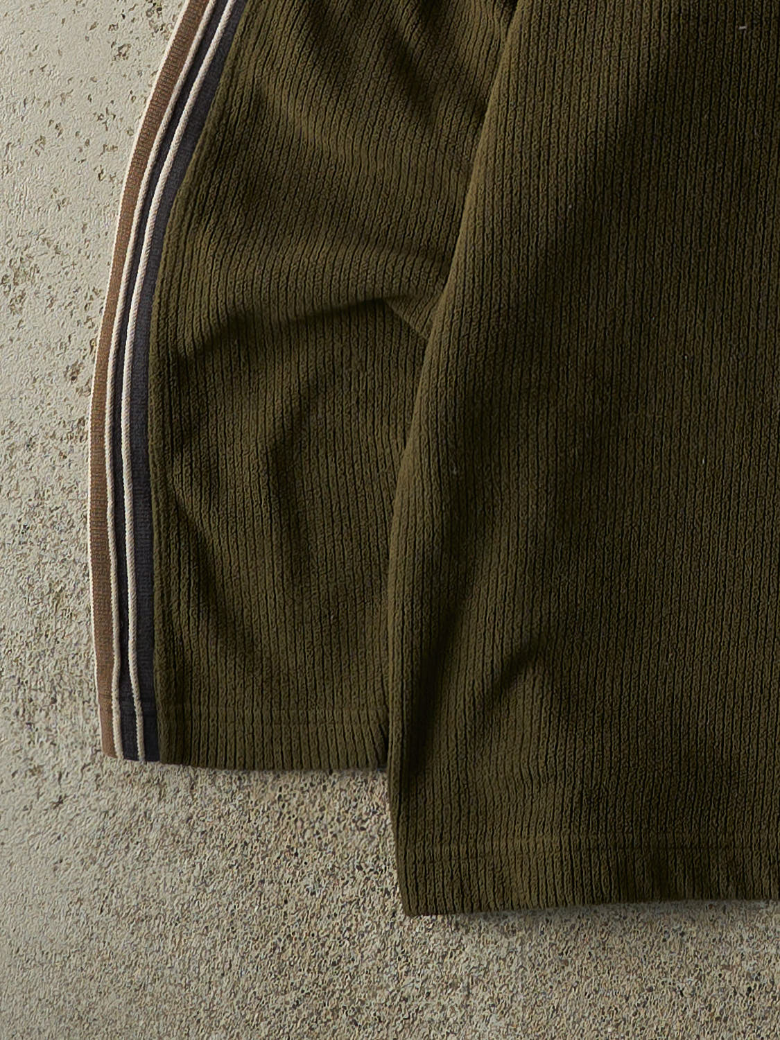 Vintage Y2K Green Striped BC Clothing Textured Long Sleeve (L/XL)