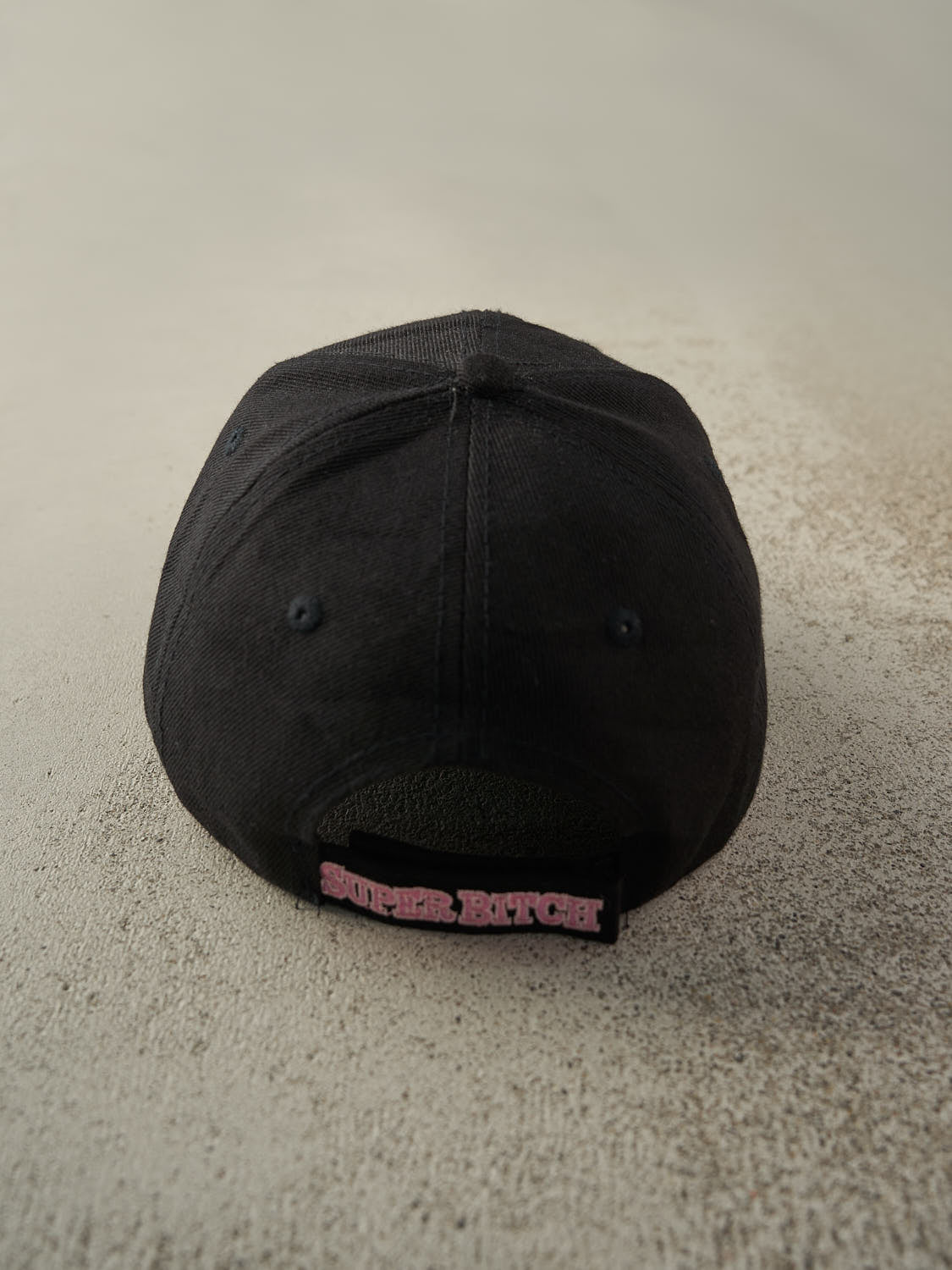 Vintage Y2K Black & Pink Super Bitch Velcro Hat