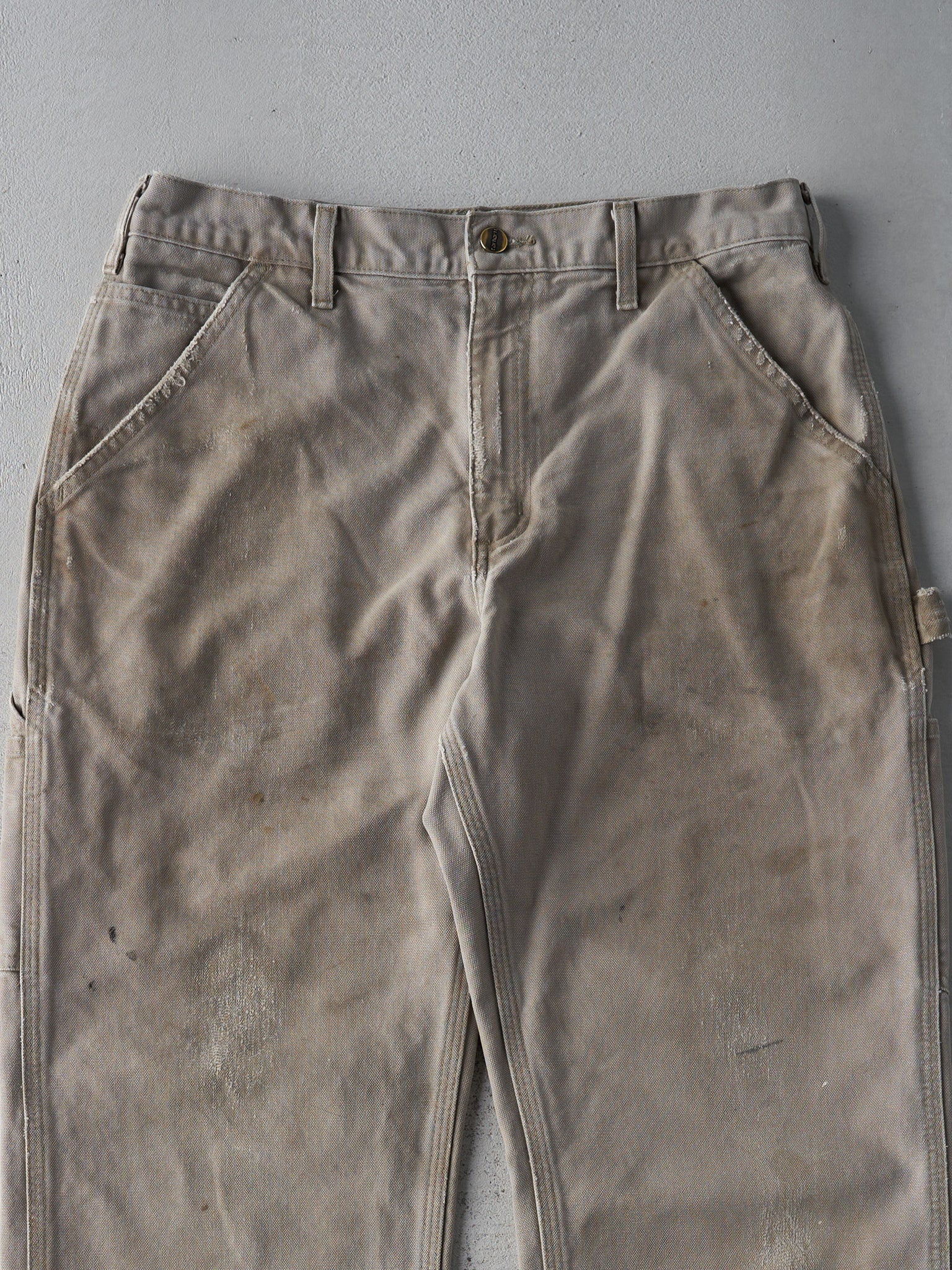 Vintage 90s Beige Dungaree Fit Carhartt Carpenter Pants (30x29)