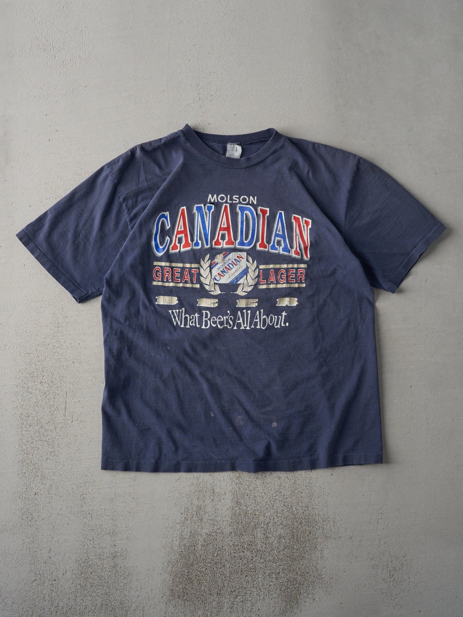Vintage 90s Navy Molson Canadian Single Stitch Tee (M)